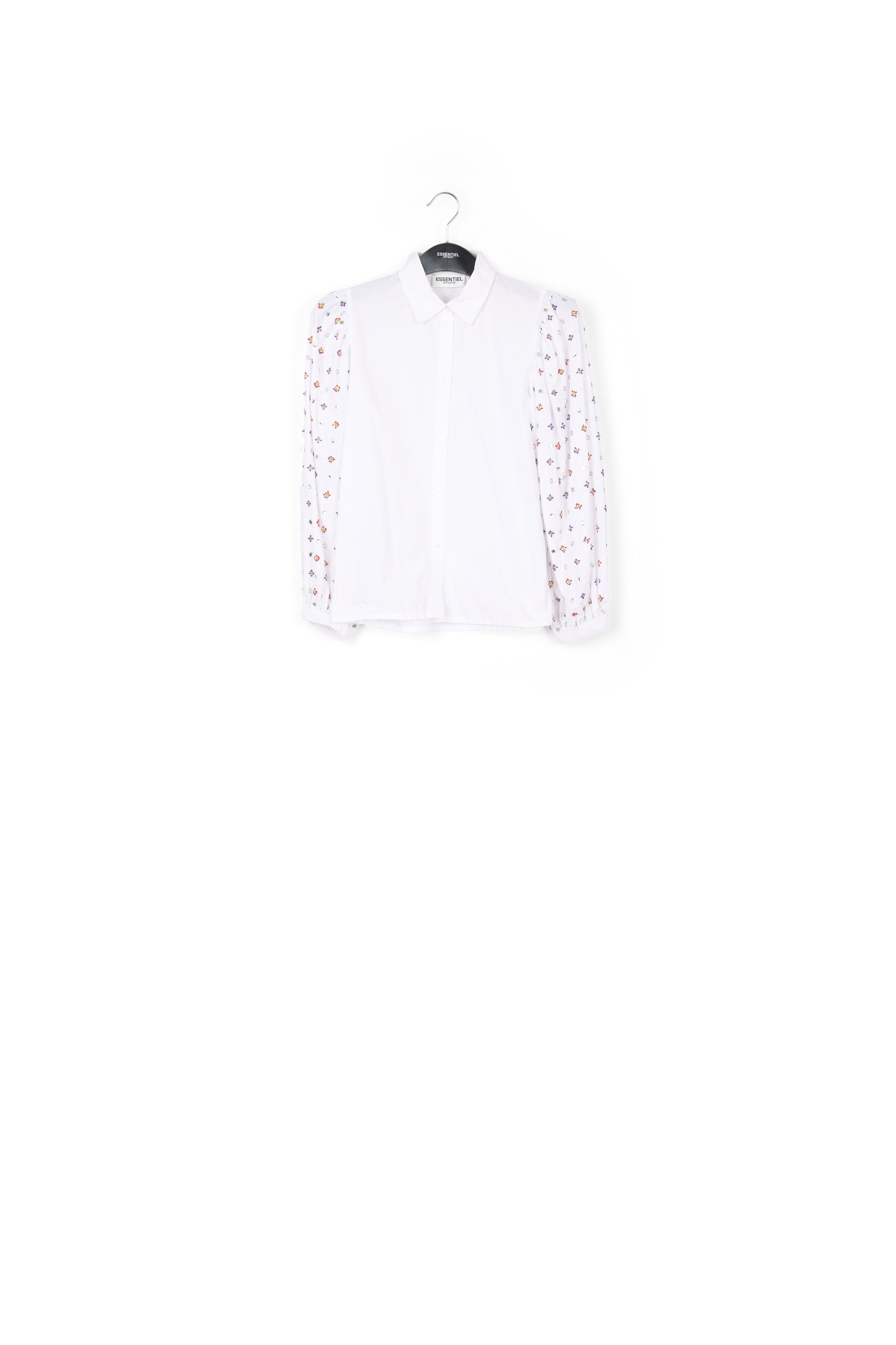 Chemise blanche aux manches rebrodées RE—SSENTIEL | Essentiel second hand