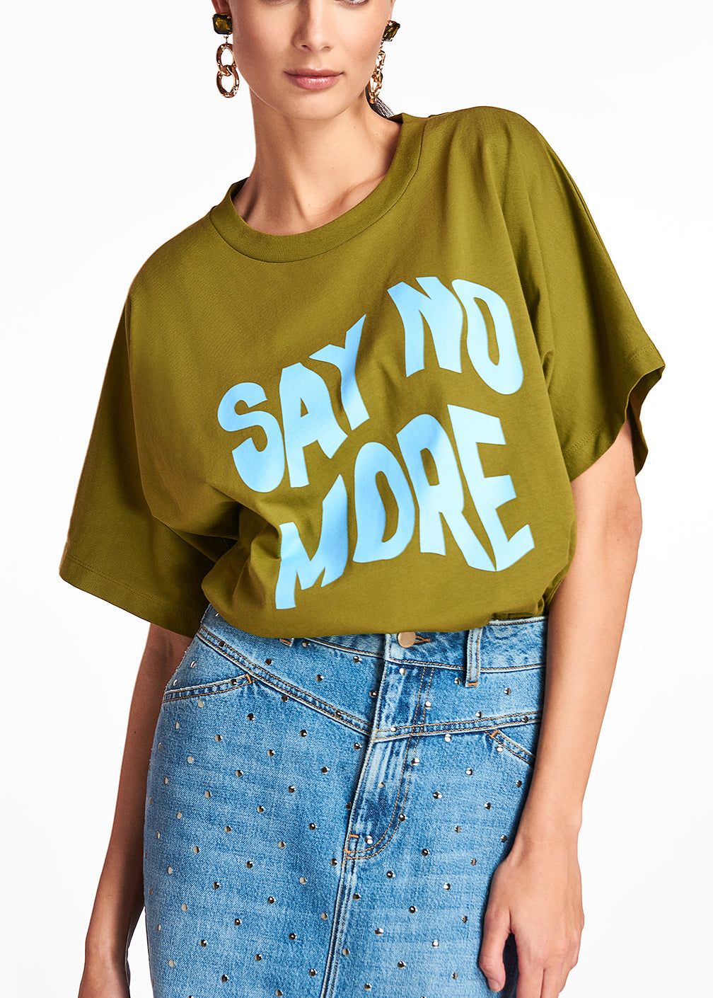 Green organic cotton 'Say No More' T-shirt RE—SSENTIEL | Essentiel second hand
