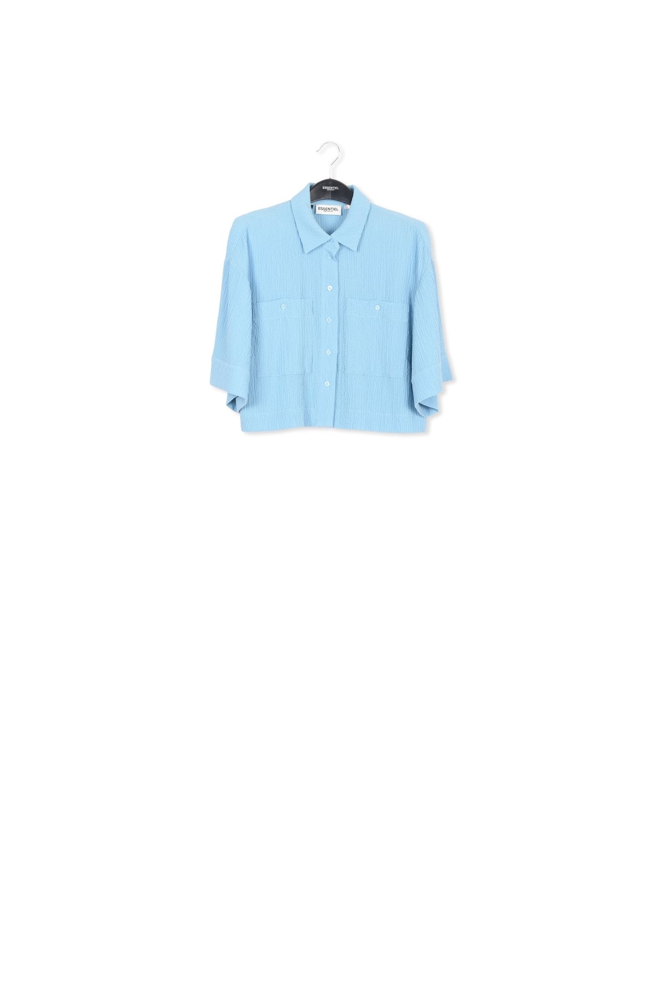 Light blue seersucker cropped shirt RE—SSENTIEL | Essentiel second hand