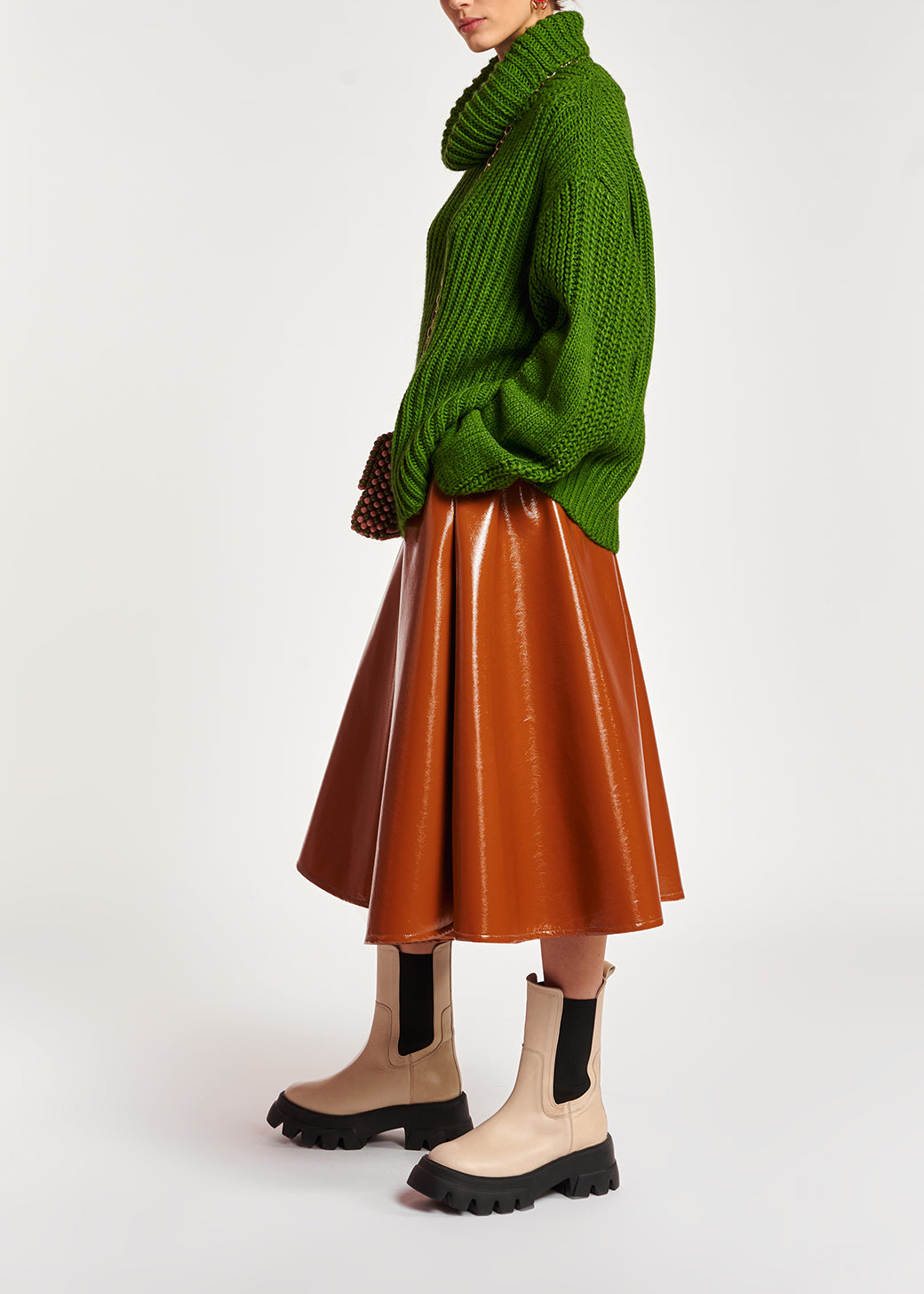 Green chunky ribbed turtleneck sweater RE—SSENTIEL | Essentiel second hand