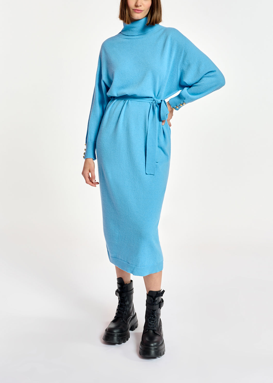 Blue turtleneck knit dress RE—SSENTIEL | Essentiel second hand