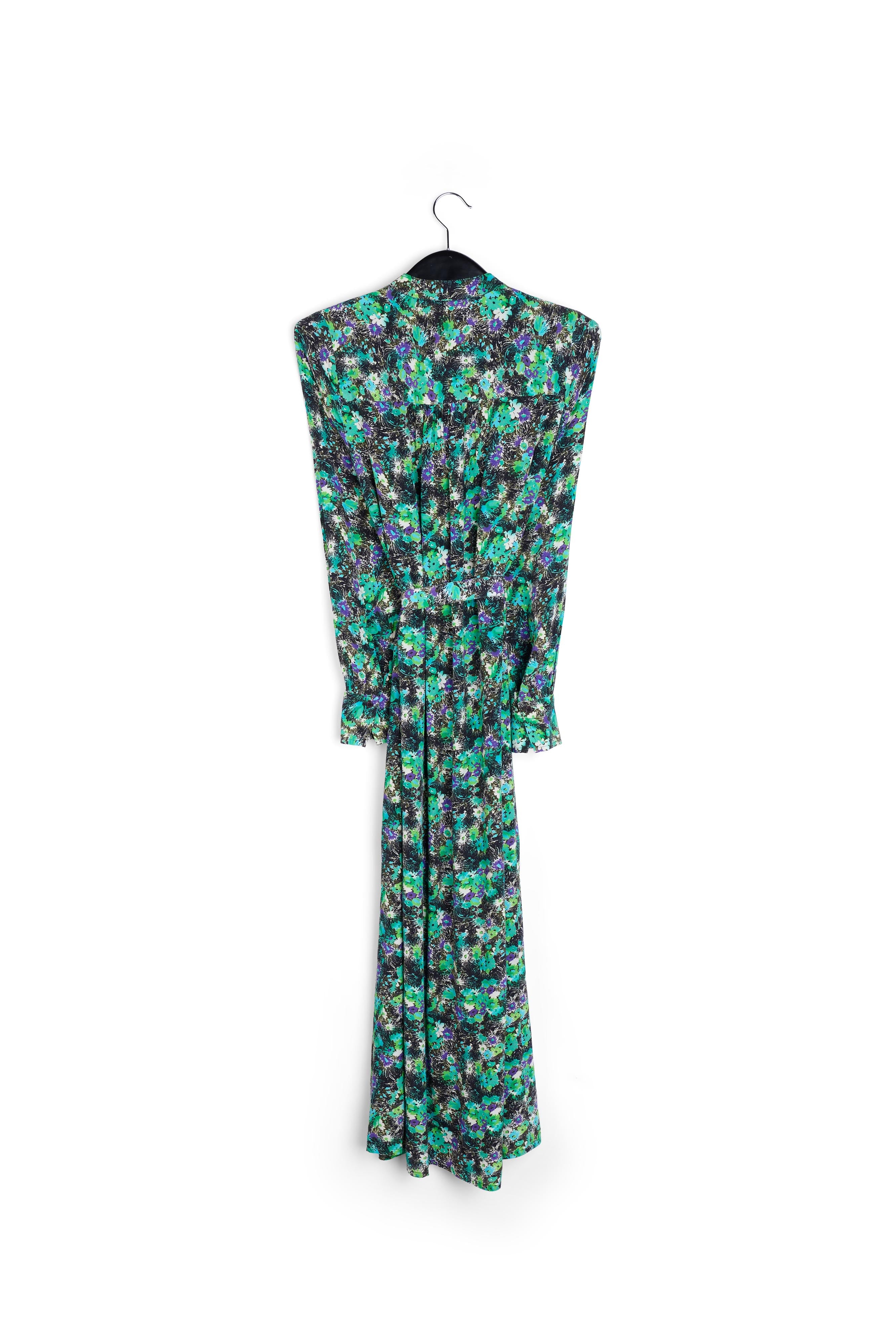 Groene A-lijn hemdjurk met bloemenprint RE—SSENTIEL | Essentiel second hand