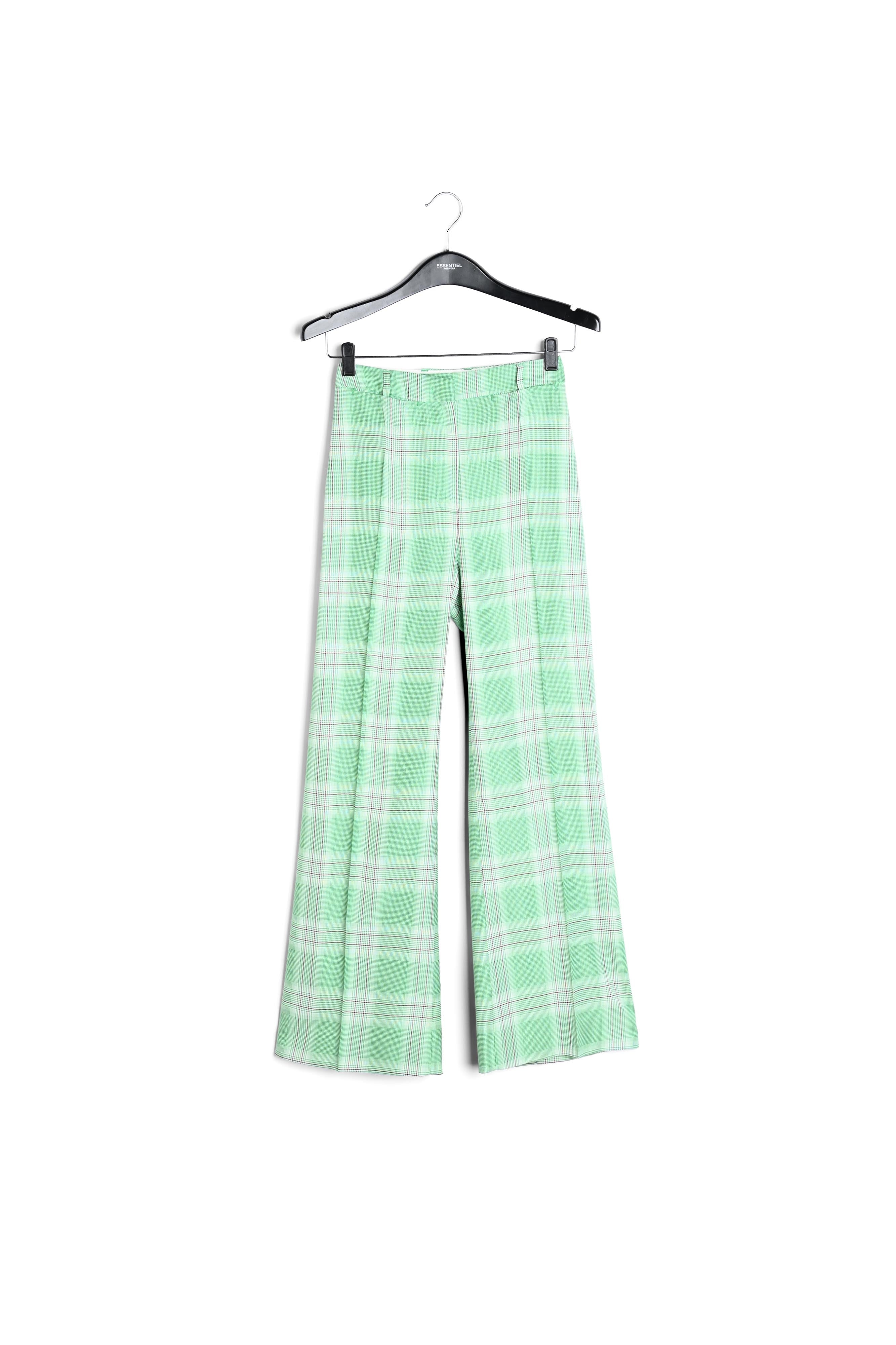 Pantalon tartan vert aux jambes larges RE—SSENTIEL | Essentiel second hand