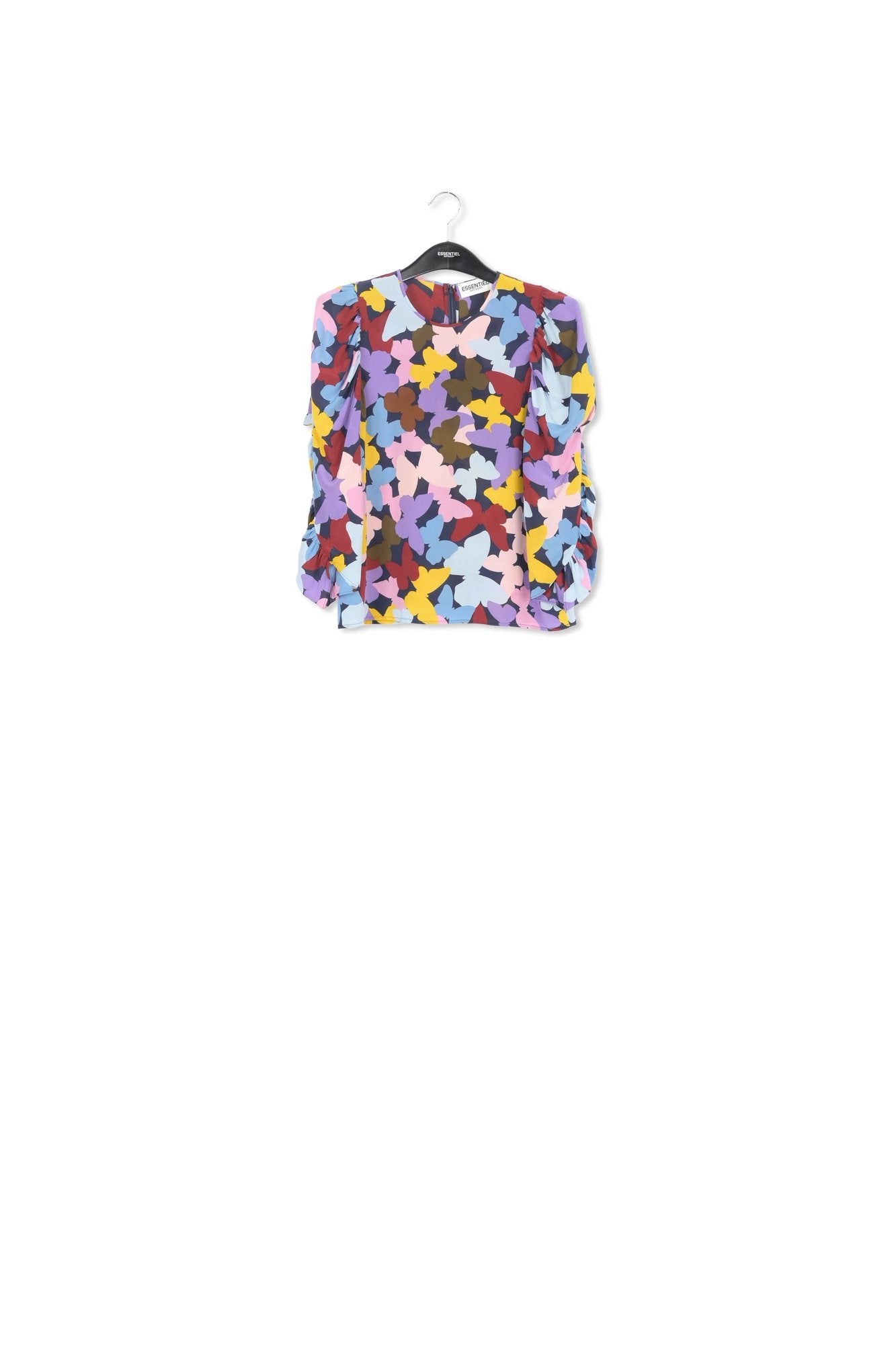 Dark blue silk butterfly print top RE—SSENTIEL | Essentiel second hand