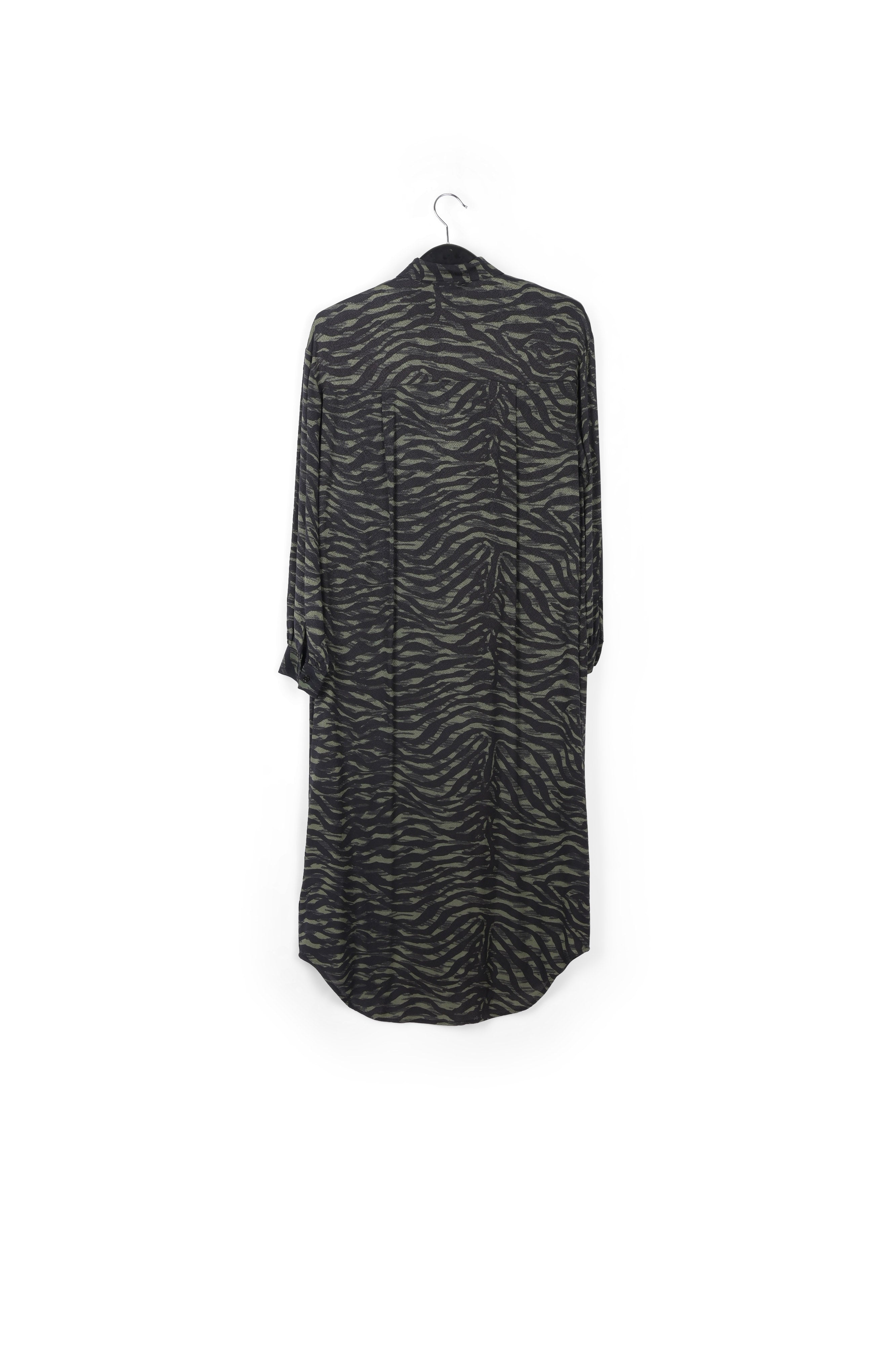 Green and black zebra print midi shirt dress RE—SSENTIEL | Essentiel second hand