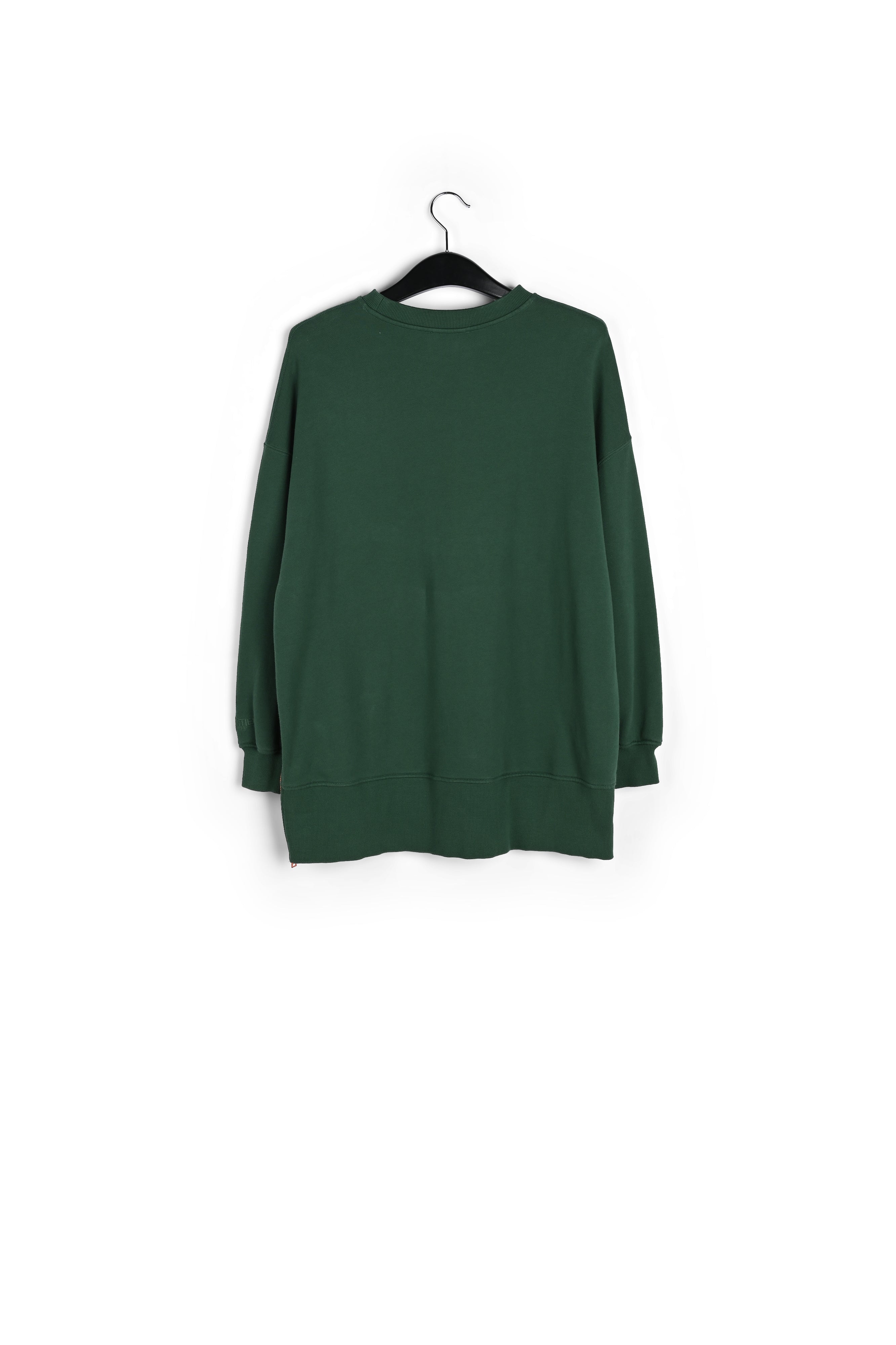 Dark green organic cotton sweatshirt with boxy cut RE—SSENTIEL | Essentiel second hand