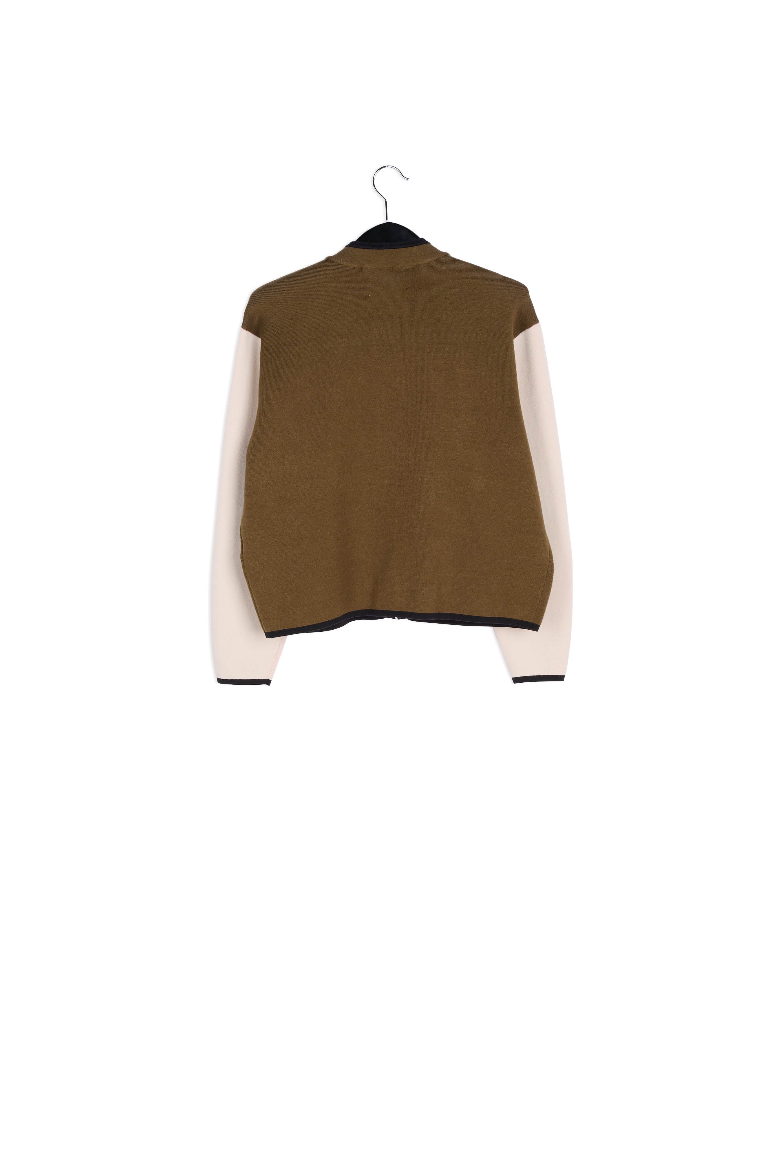 Khaki and off-white utility-inspired knit jacket RE—SSENTIEL | Essentiel second hand