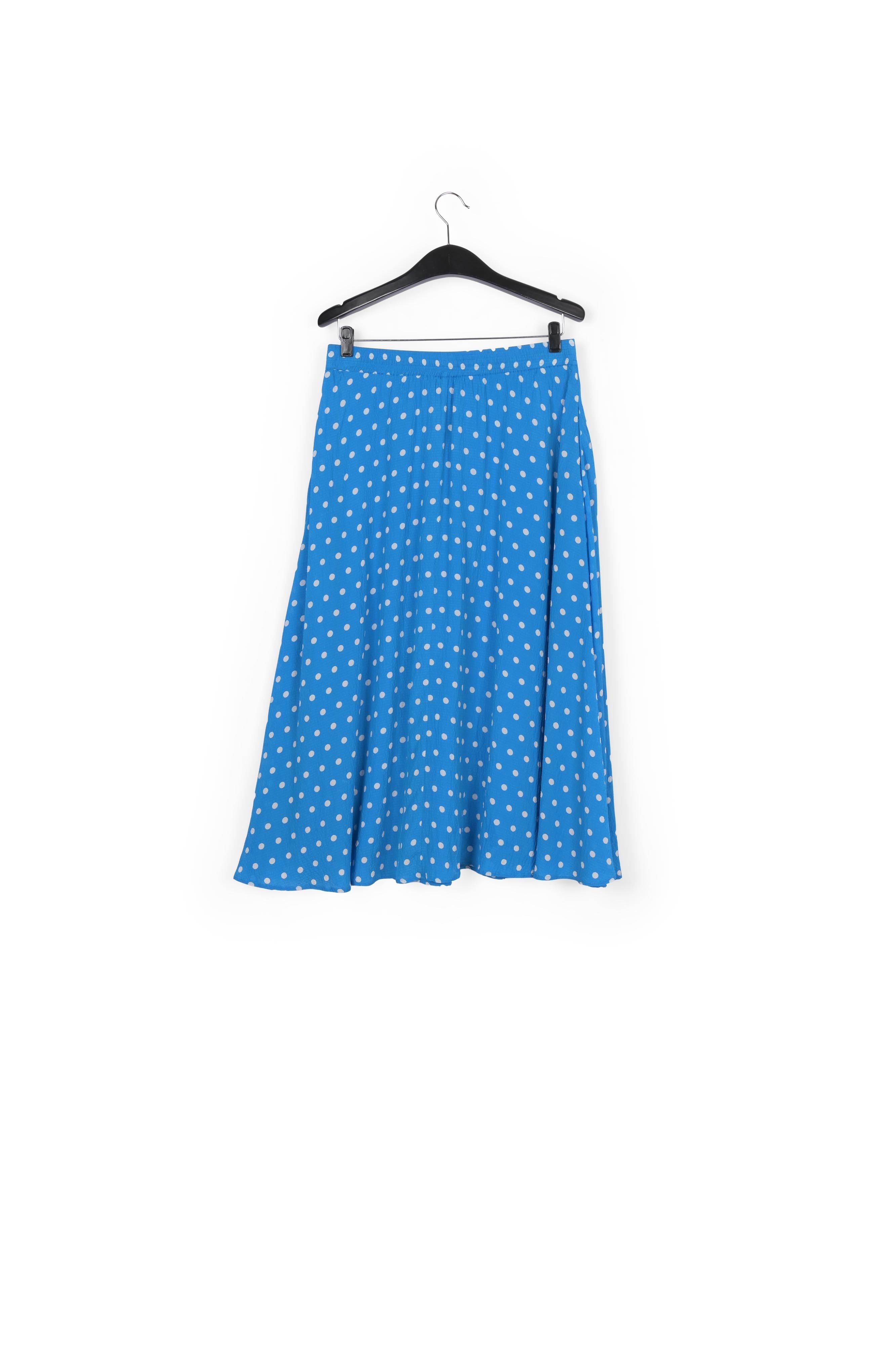 Jupe midi bleue à pois blancs RE—SSENTIEL | Essentiel second hand