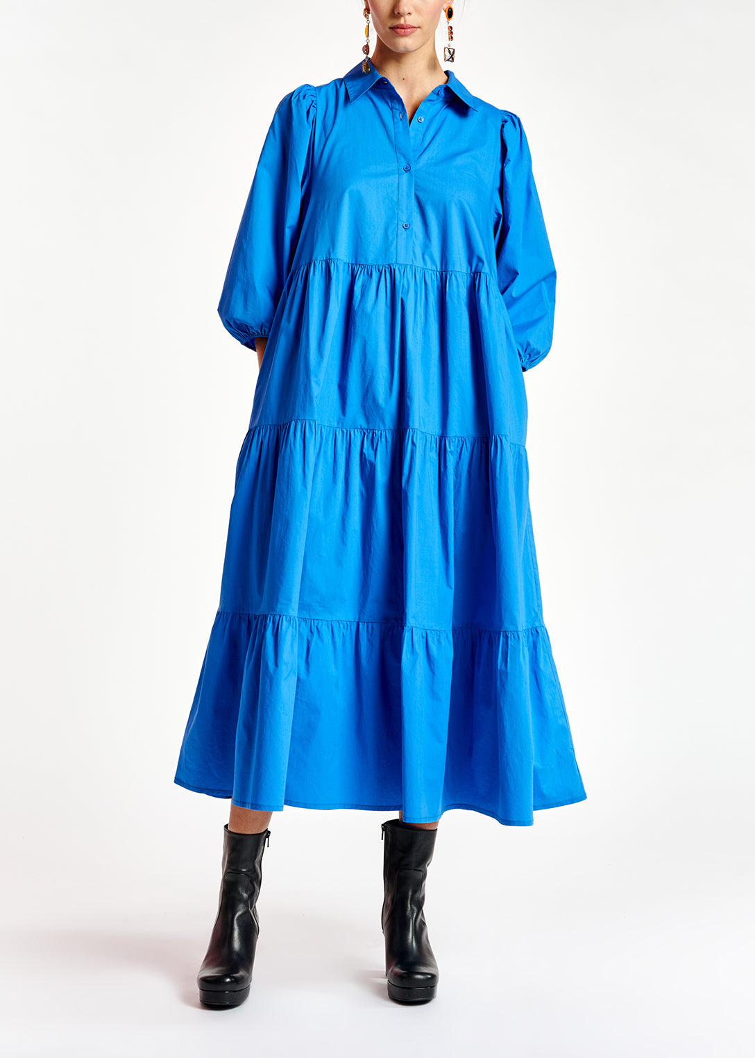 Voluminous light blue A-line shirt dress RE—SSENTIEL | Essentiel second hand