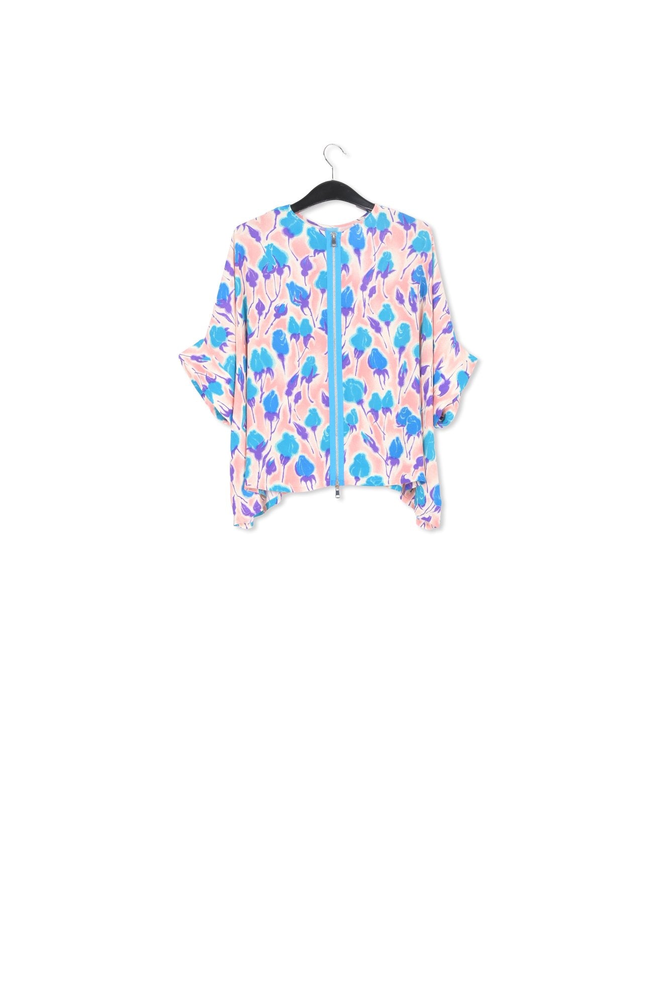 Light pink, blue and purple floral print oversized top RE—SSENTIEL | Essentiel second hand