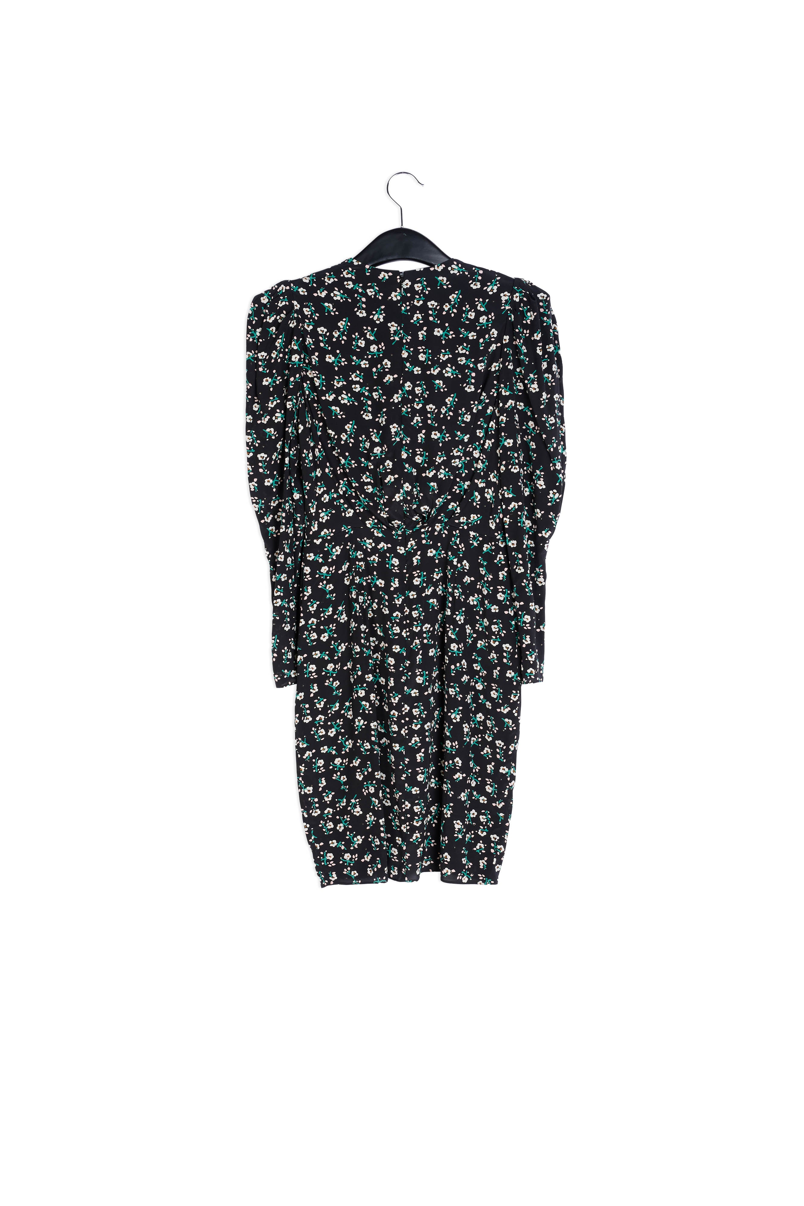Black floral mini wrap dress RE—SSENTIEL | Essentiel second hand
