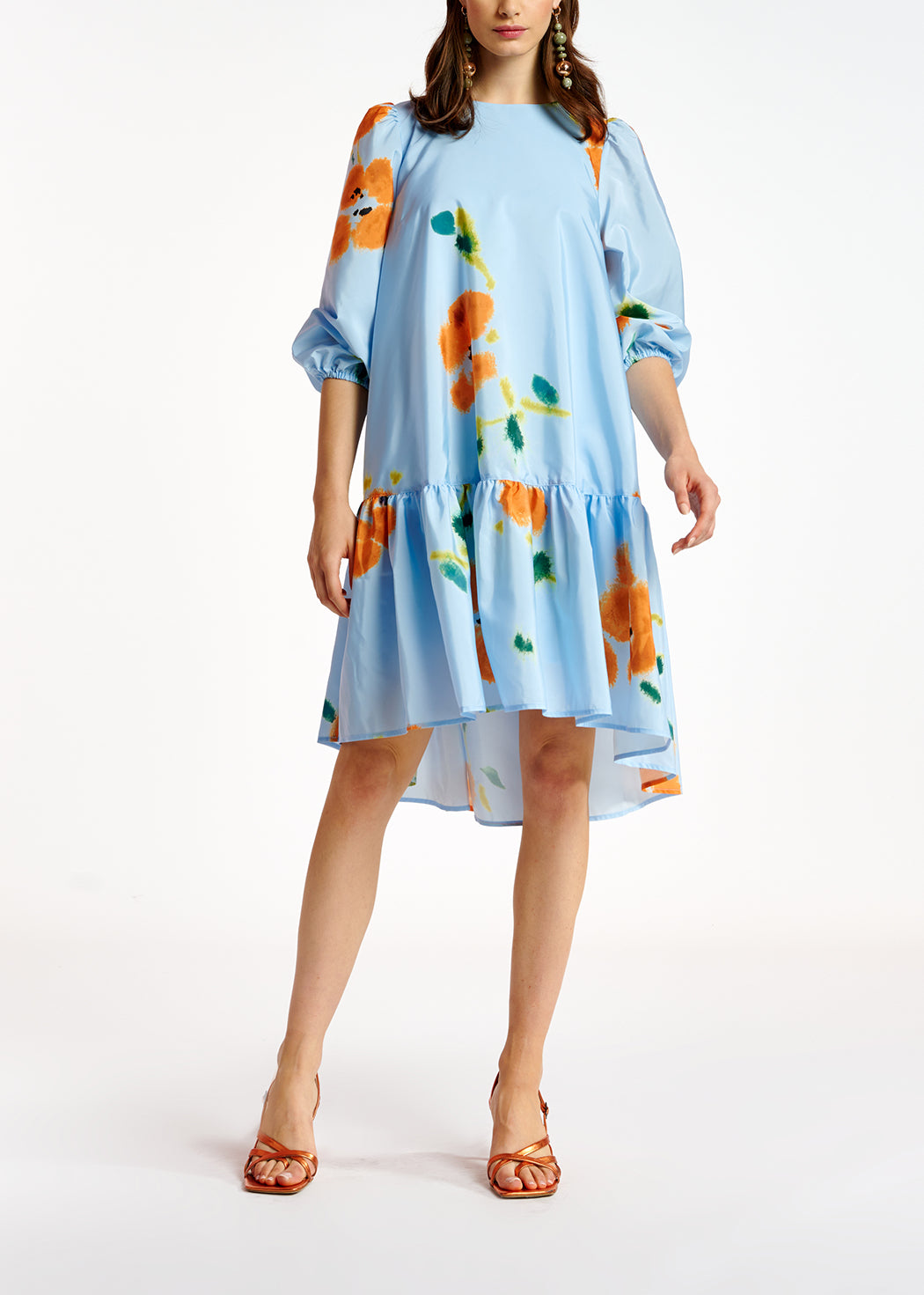 Blue floral print oversized mini dress RE—SSENTIEL | Essentiel second hand