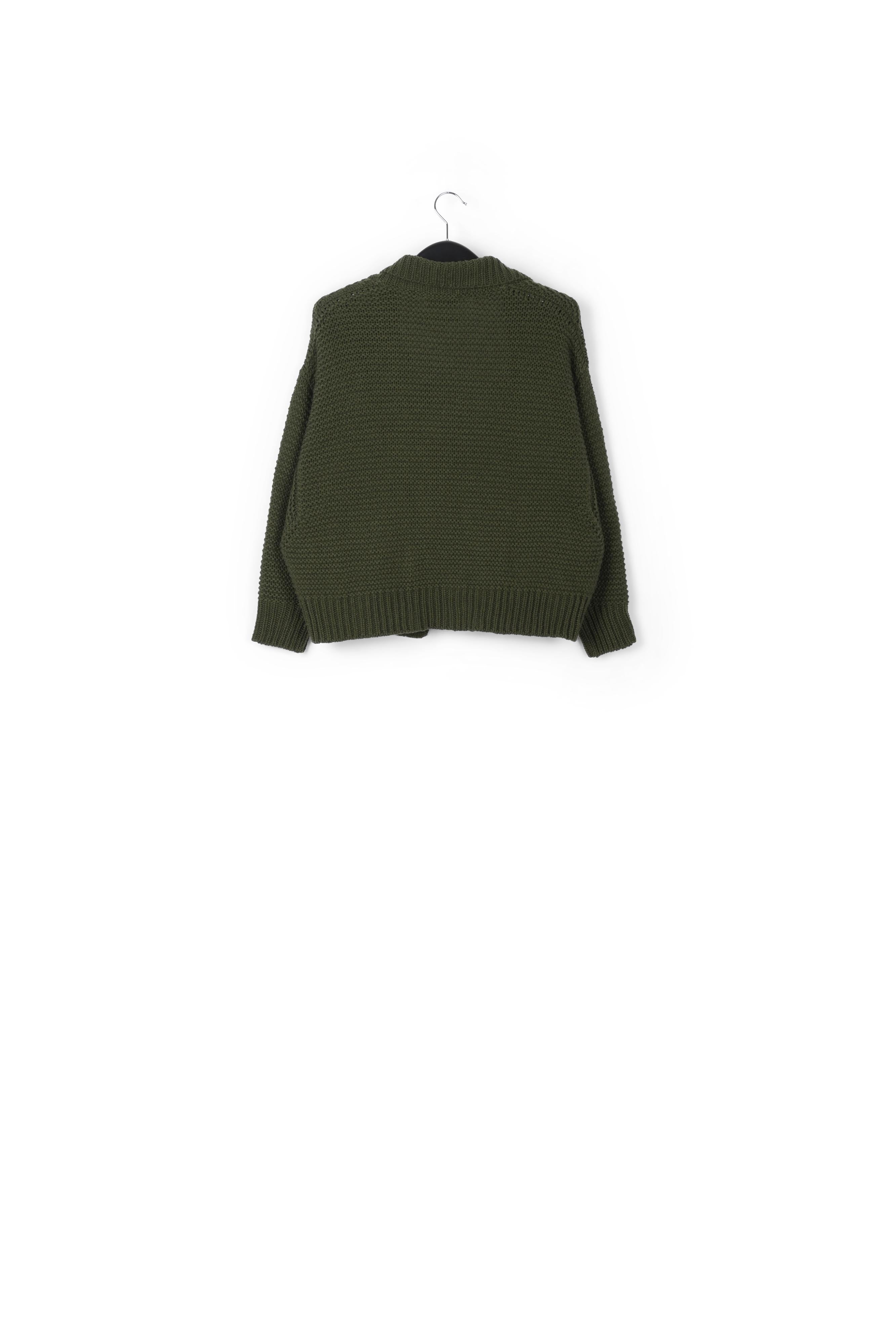 Cardigan en tricot vert pin aux manches volumineuses RE—SSENTIEL | Essentiel second hand