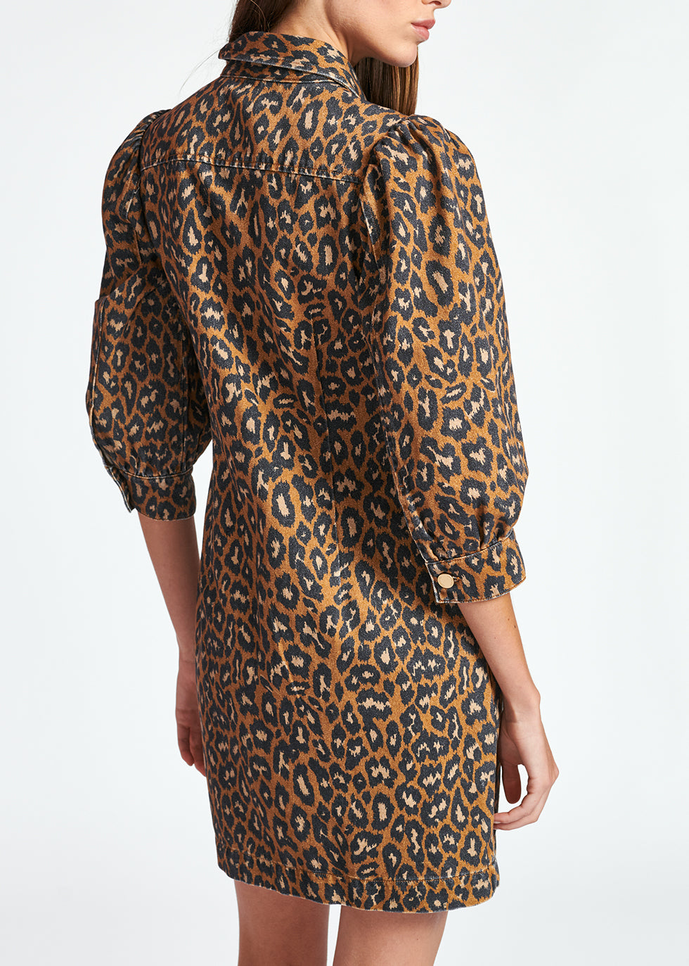 Mini robe jean à  imprimé léopard RE—SSENTIEL | Essentiel second hand