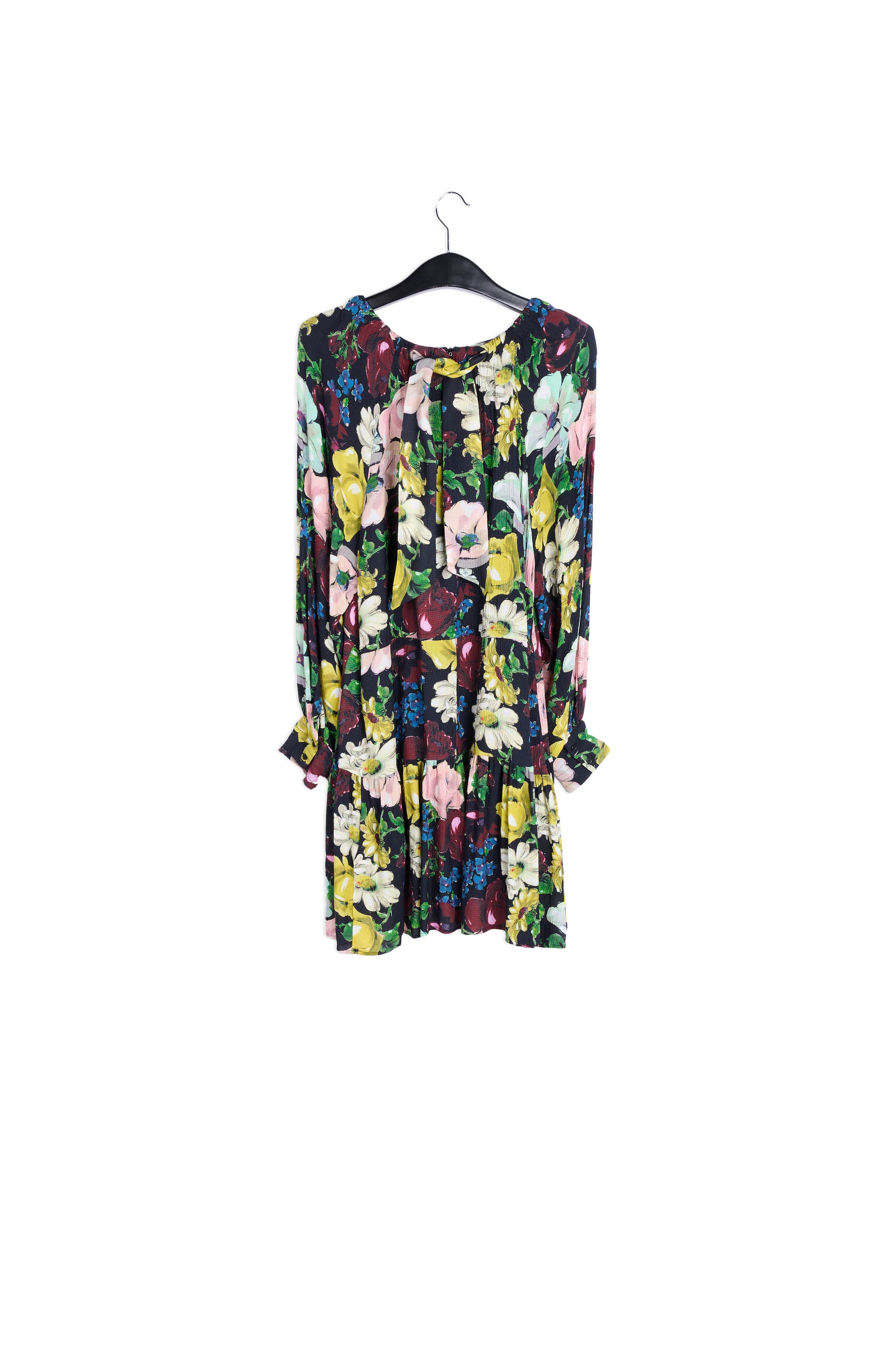Black, white and yellow floral print mini dress RE—SSENTIEL | Essentiel second hand