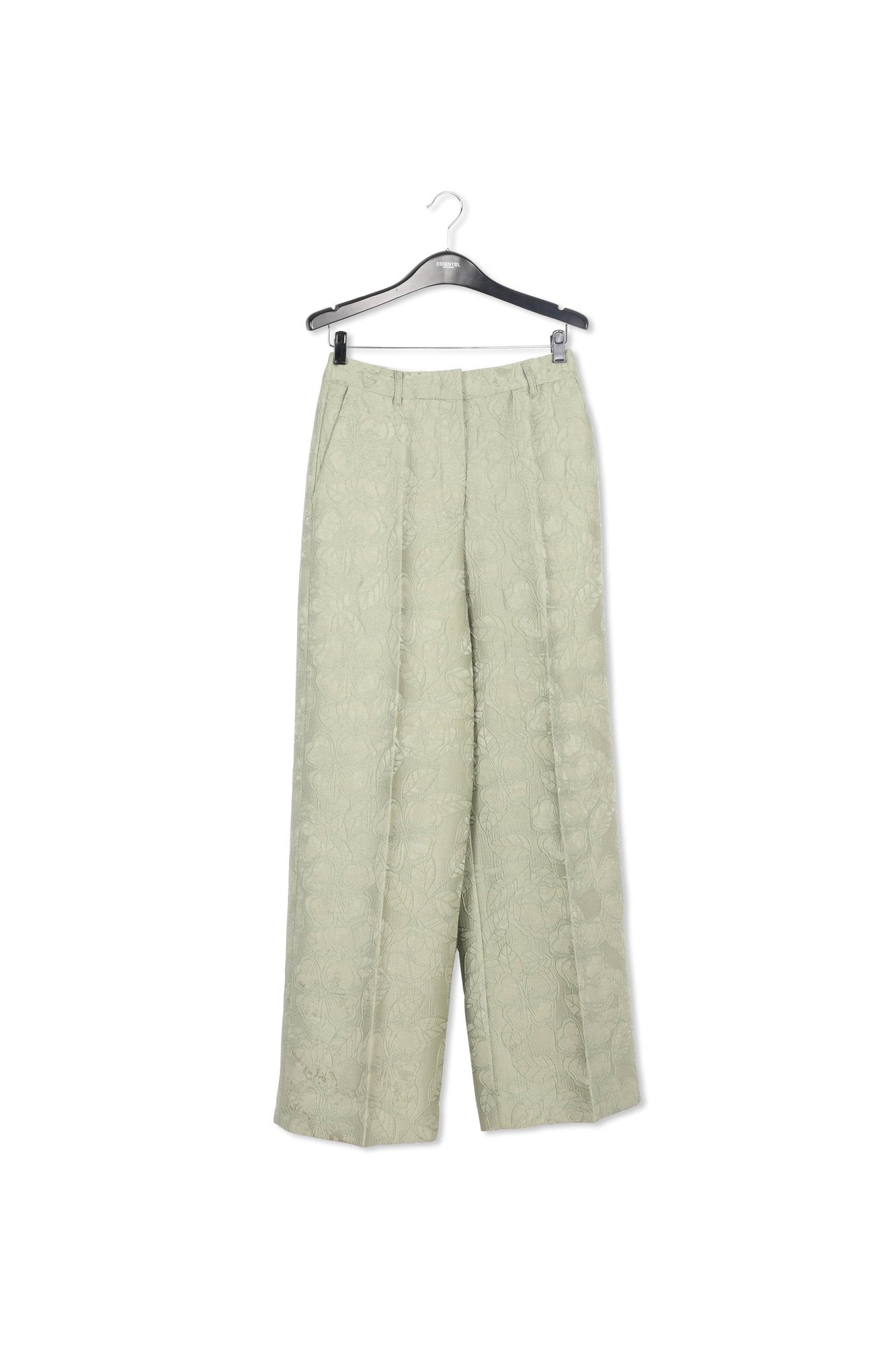 Light green floral-jacquard straight-leg pants RE—SSENTIEL | Essentiel second hand