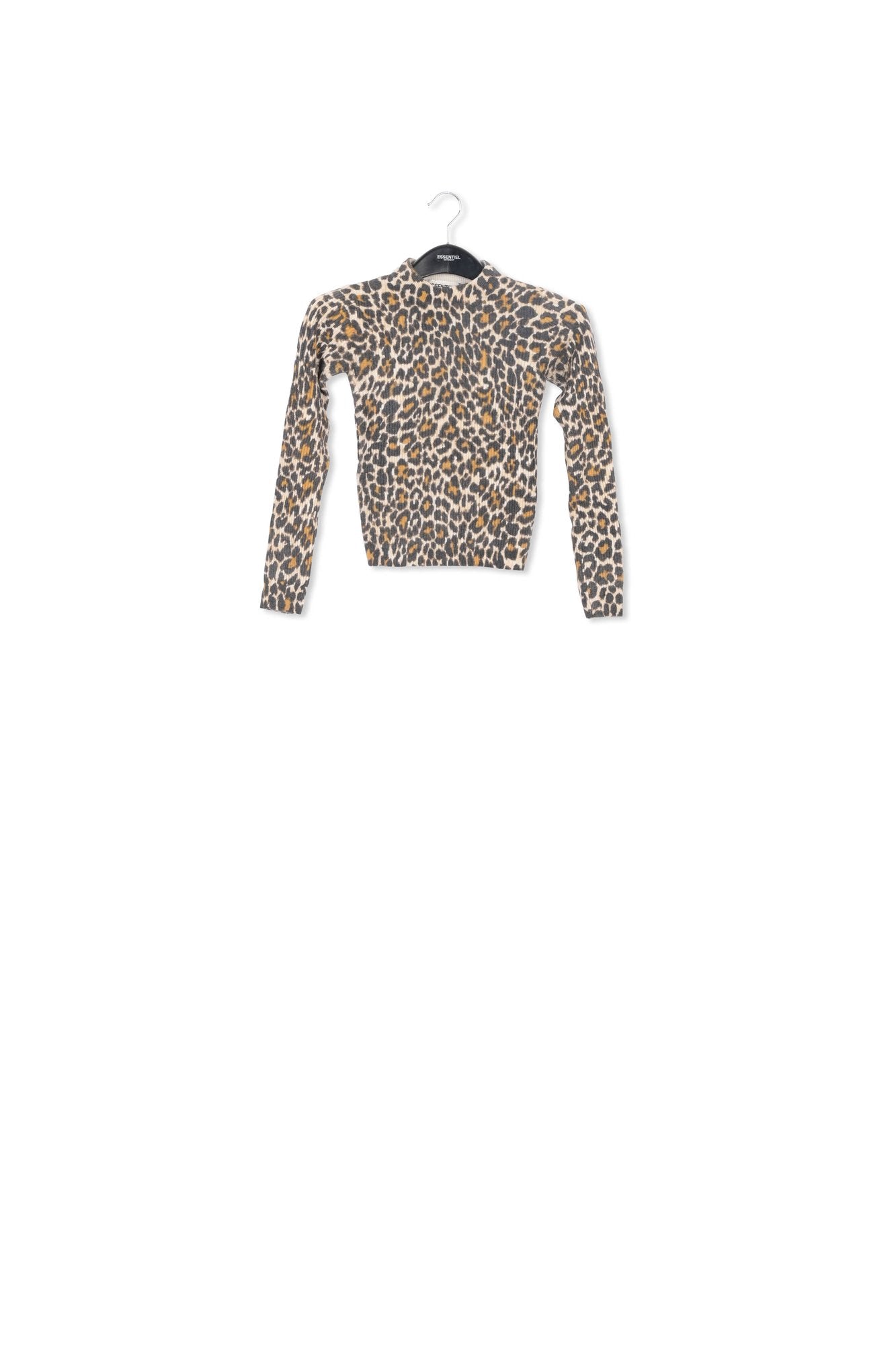 Pull en côtes beige au motif léopard RE—SSENTIEL | Essentiel second hand