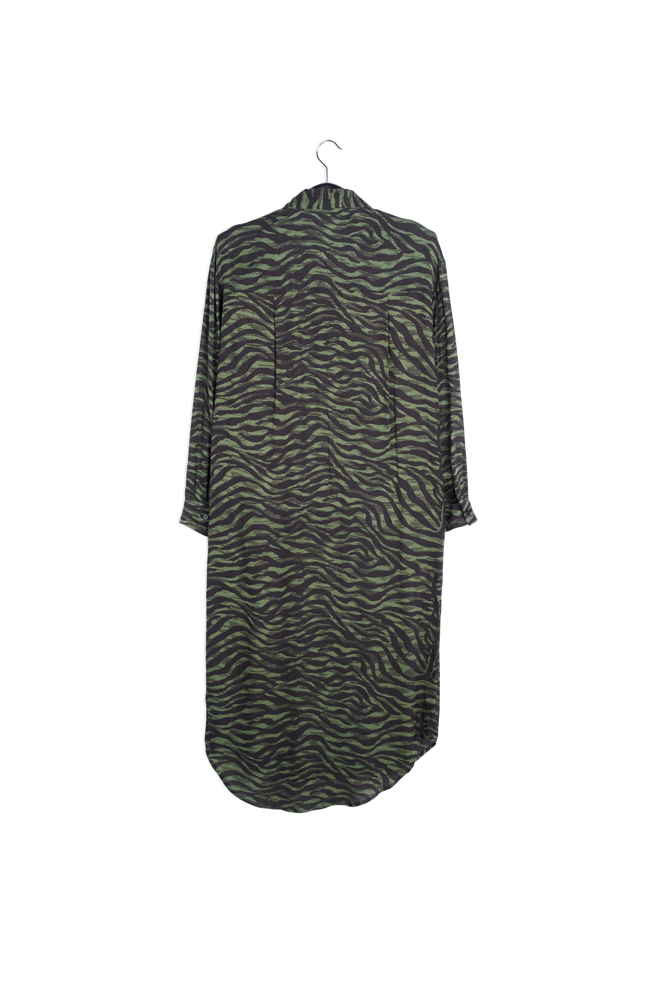 Midi-hemdjurk met groene en zwarte zebraprint RE—SSENTIEL | Essentiel second hand
