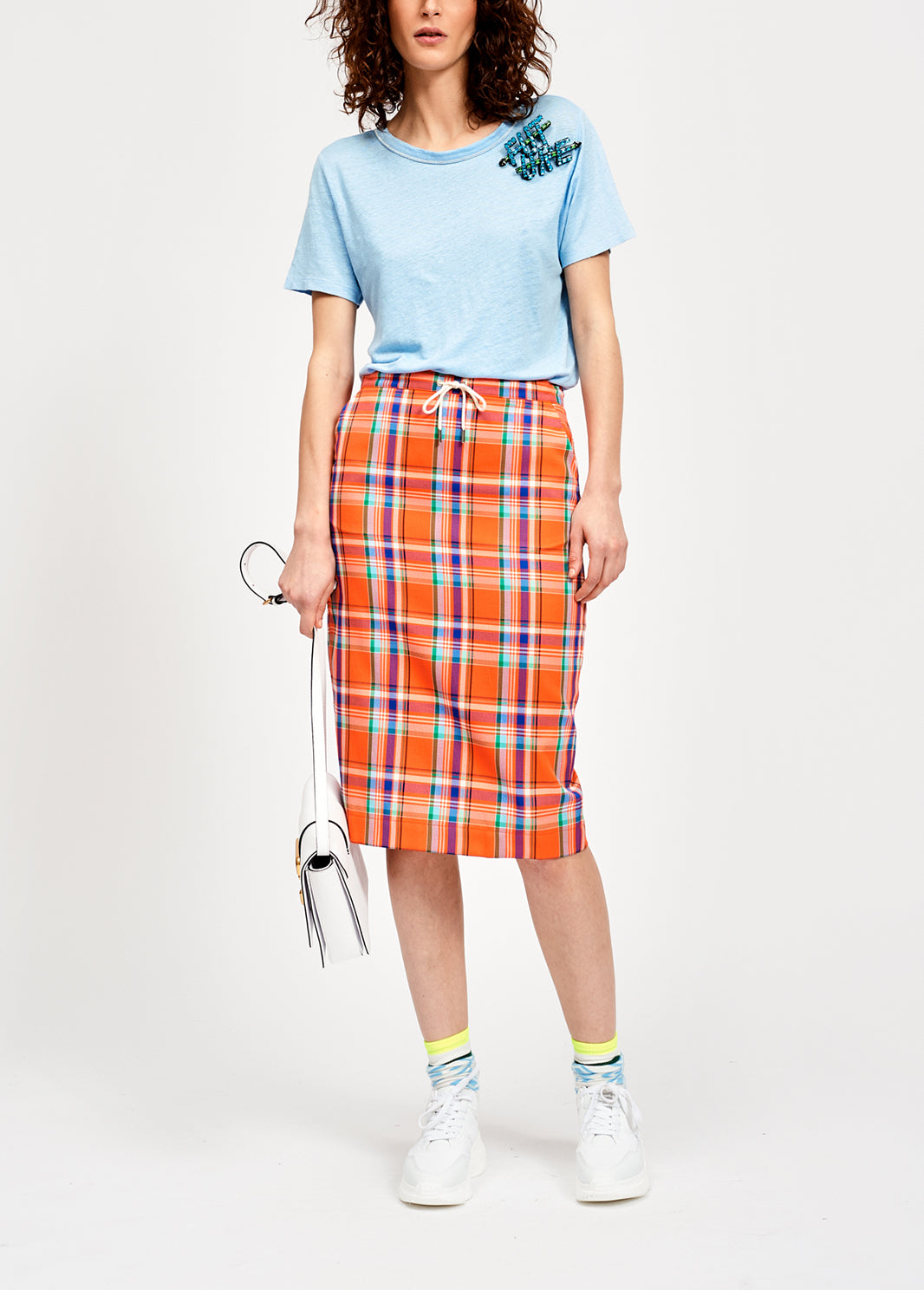 Sky blue linen summer t-shirt RE—SSENTIEL | Essentiel second hand