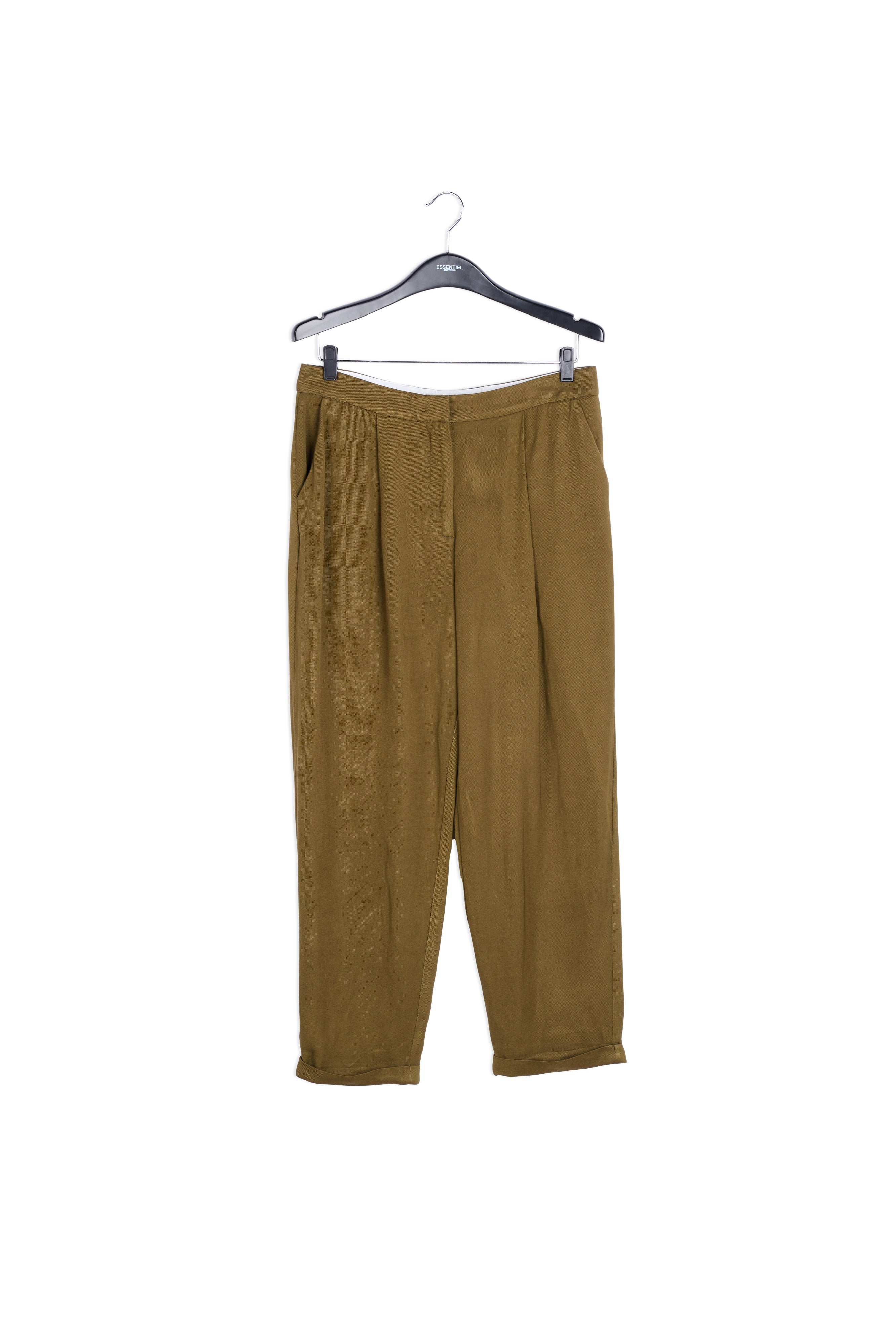Khaki green tailored mid-rise pants RE—SSENTIEL | Essentiel second hand