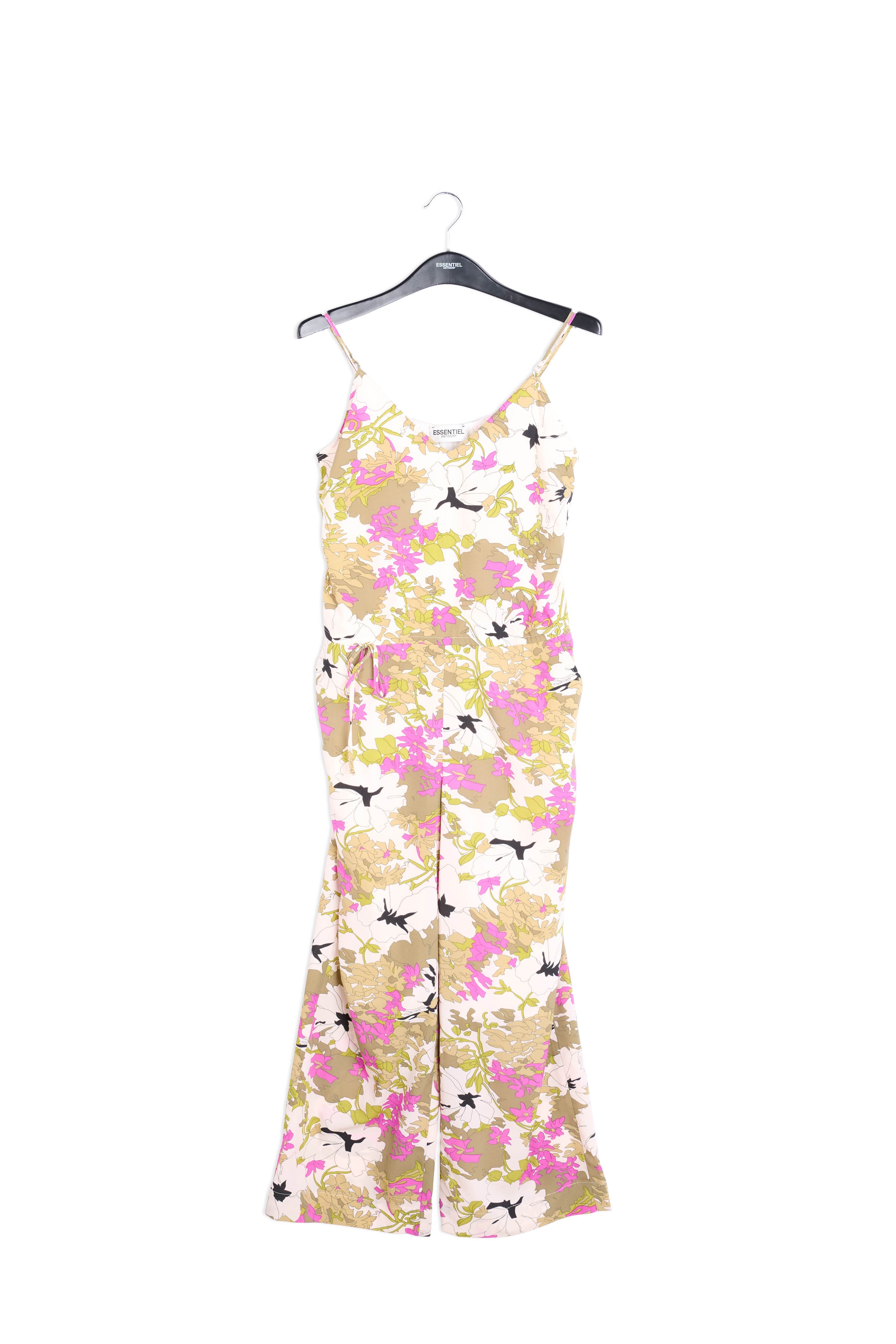 White, pink and khaki green floral jumpsuit RE—SSENTIEL | Essentiel second hand