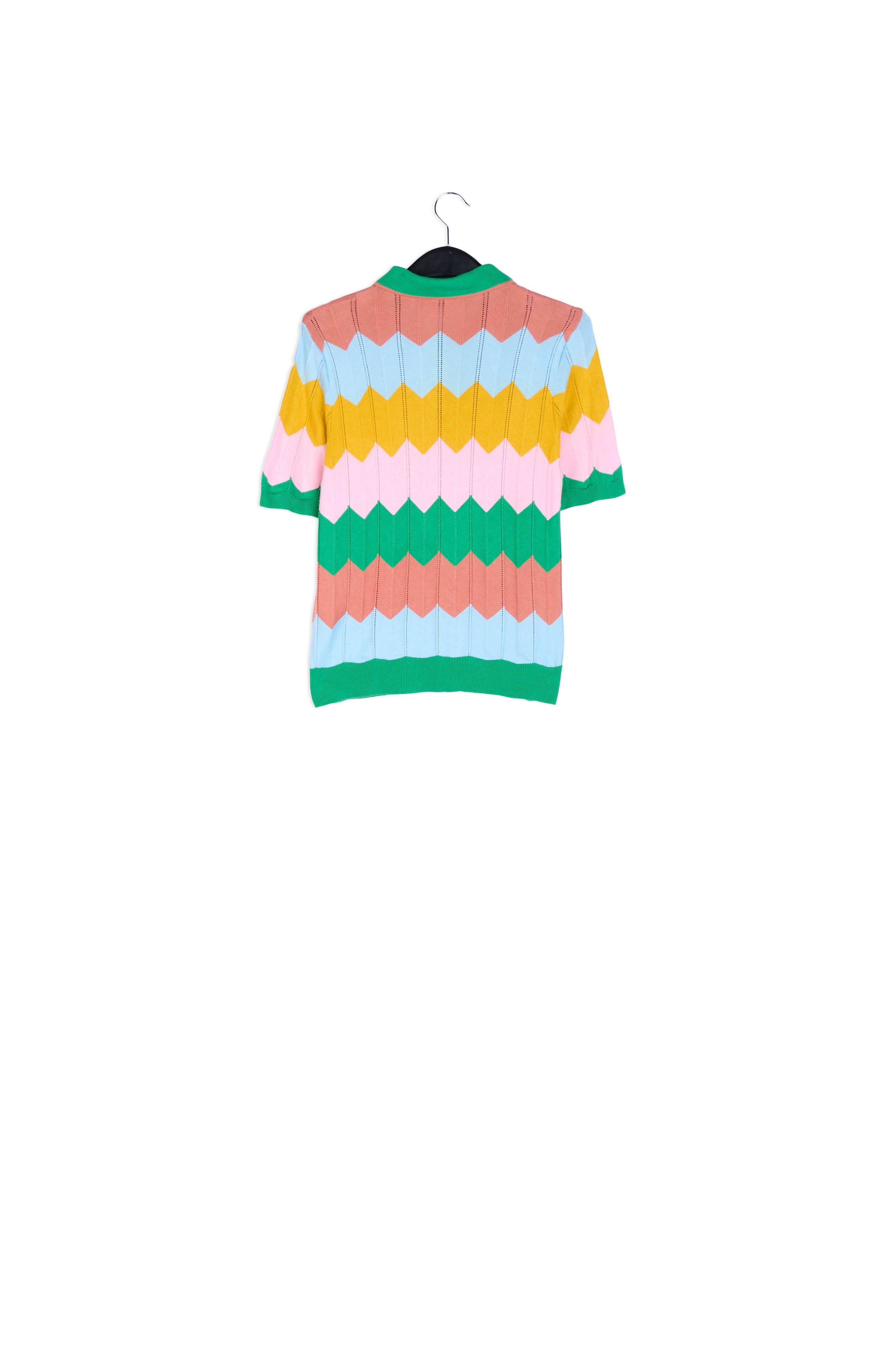 Multicolored zigzag pattern knitted polo shirt RE—SSENTIEL | Essentiel second hand