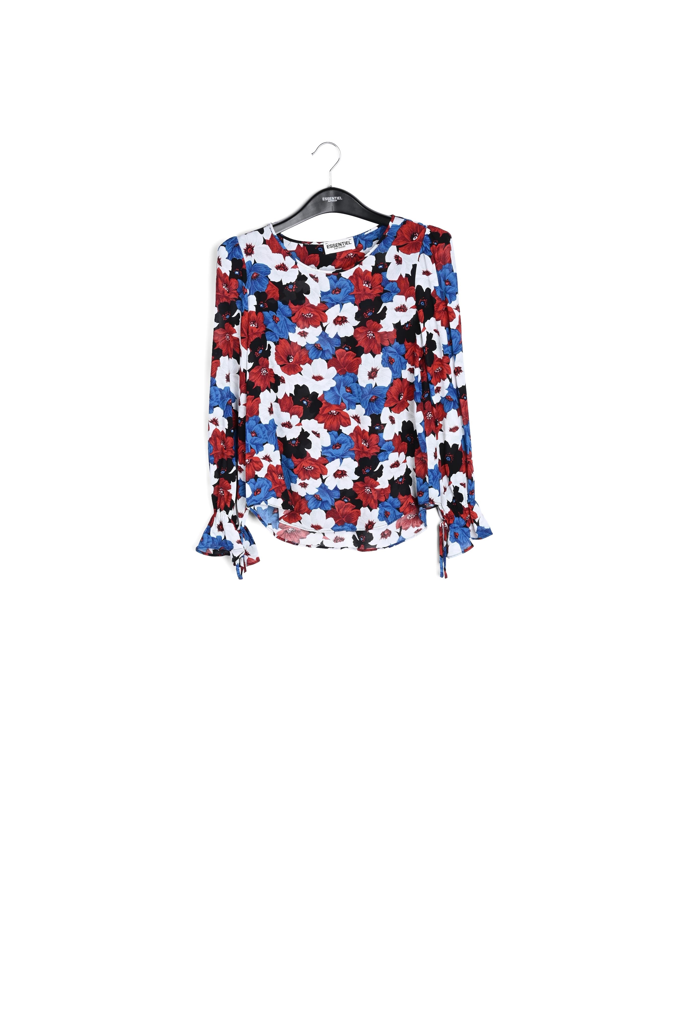 Blouse met rode, blauwe en witte bloemenprint RE—SSENTIEL | Essentiel second hand