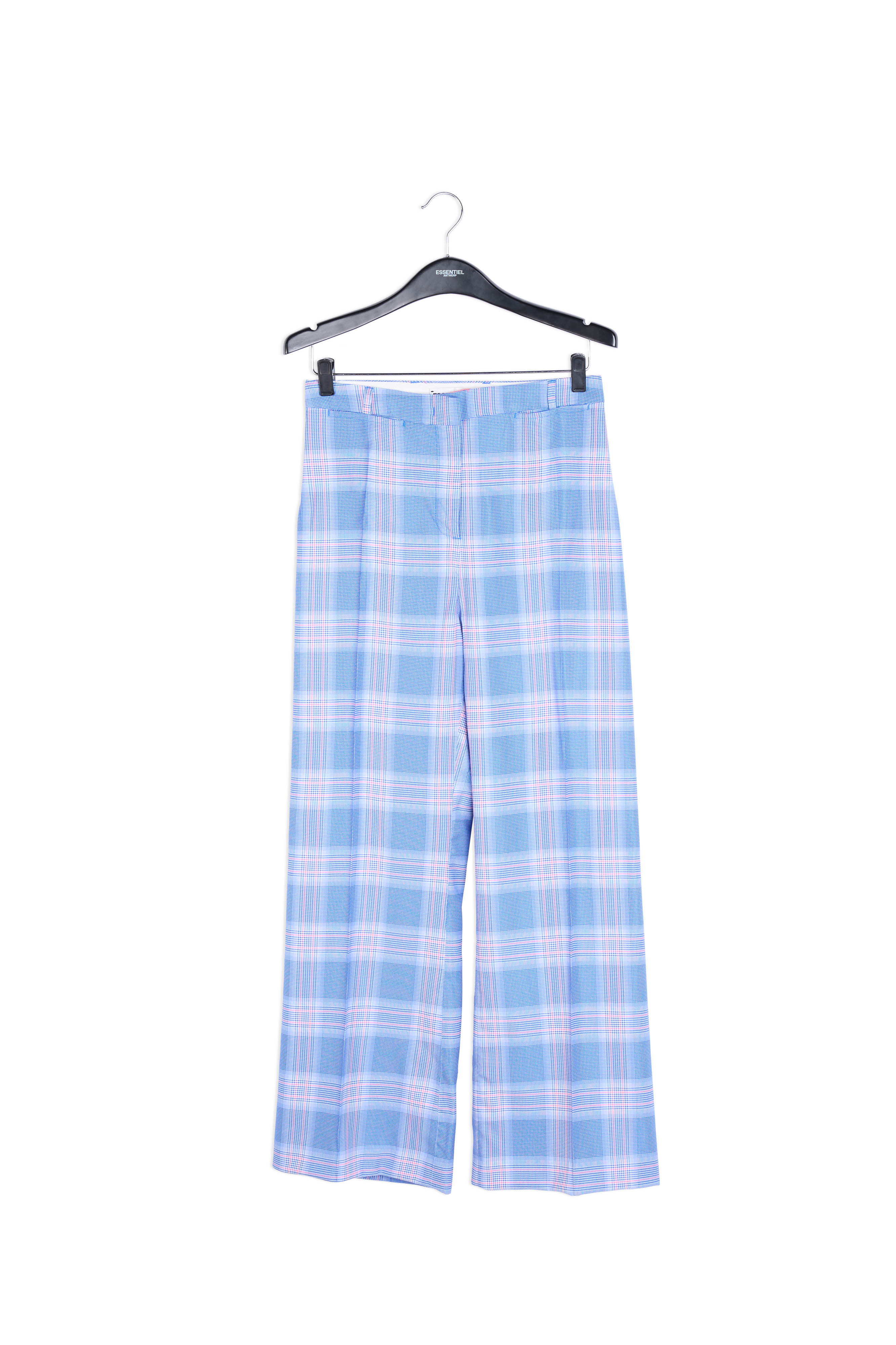 Blue plaid wide-leg pants RE—SSENTIEL | Essentiel second hand