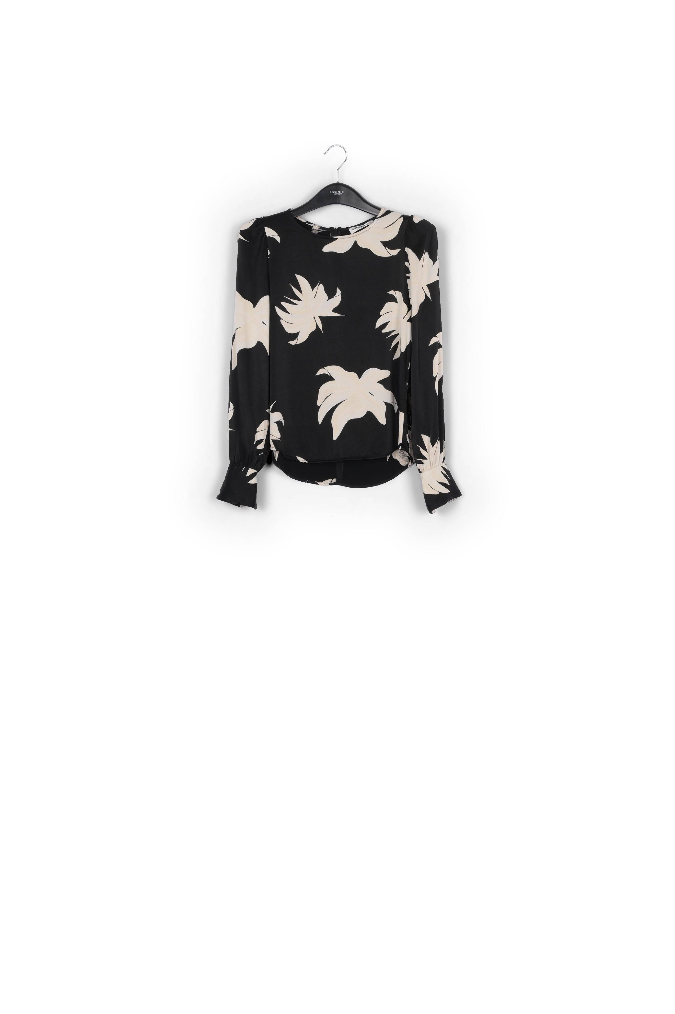 Top met zwart en gebroken witte bloemenprint RE—SSENTIEL | Essentiel second hand