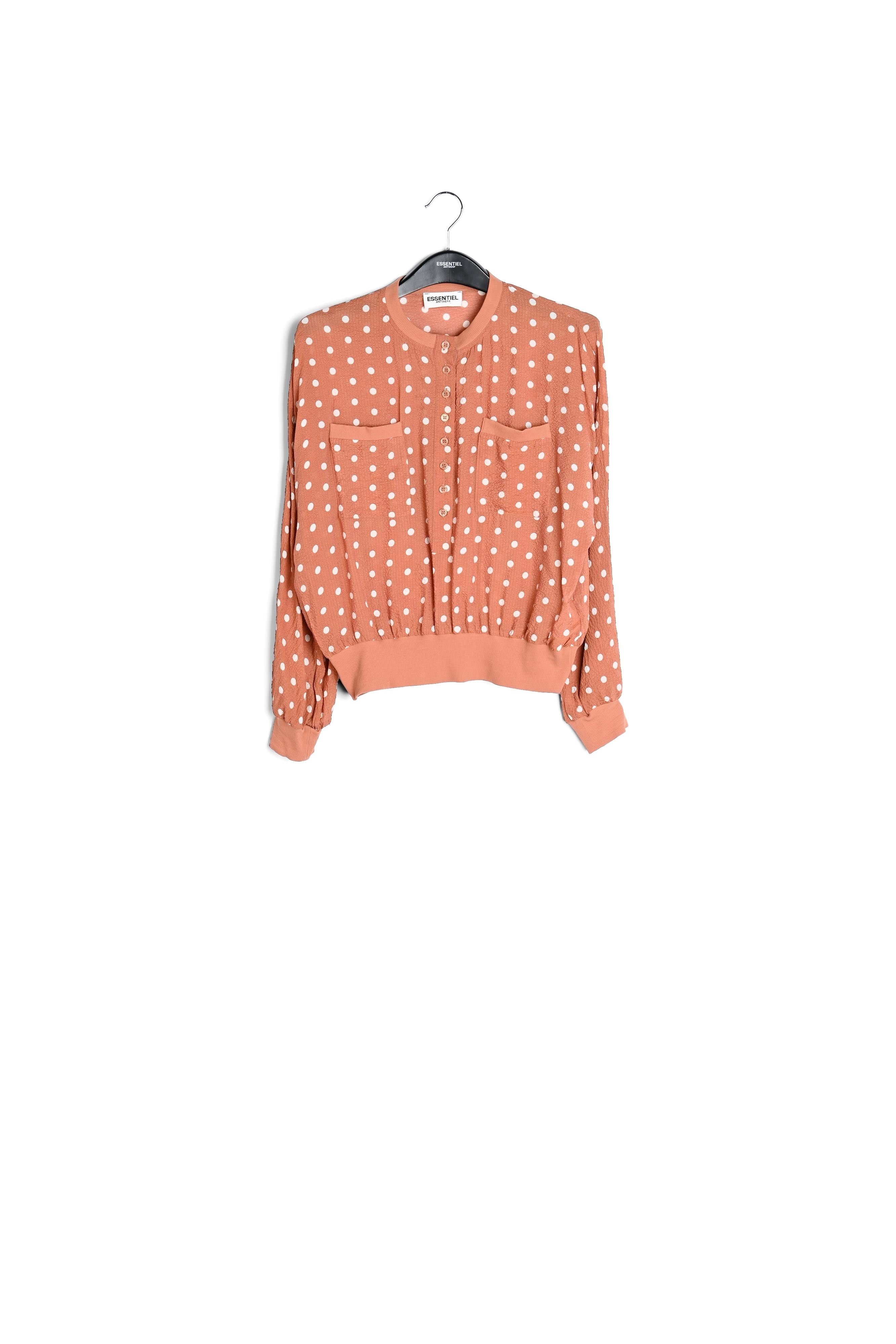 Bruin wijde top met witte stippen RE—SSENTIEL | Essentiel second hand