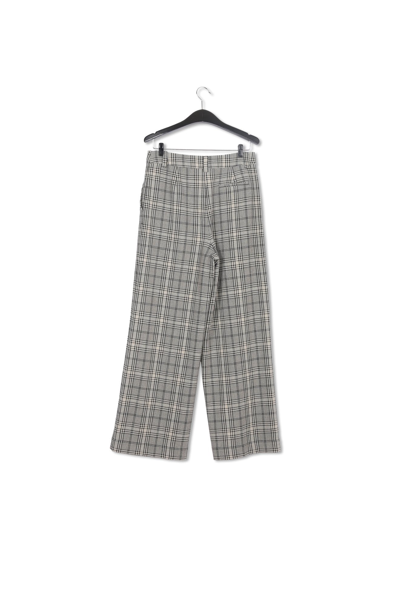 Black and off-white checked straight-leg pants RE—SSENTIEL | Essentiel second hand
