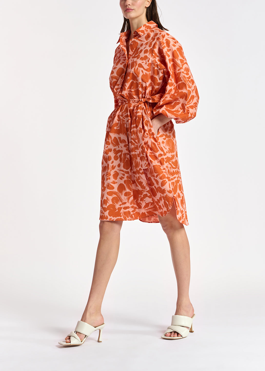 Light pink and orange floral-print mini dress RE—SSENTIEL | Essentiel second hand