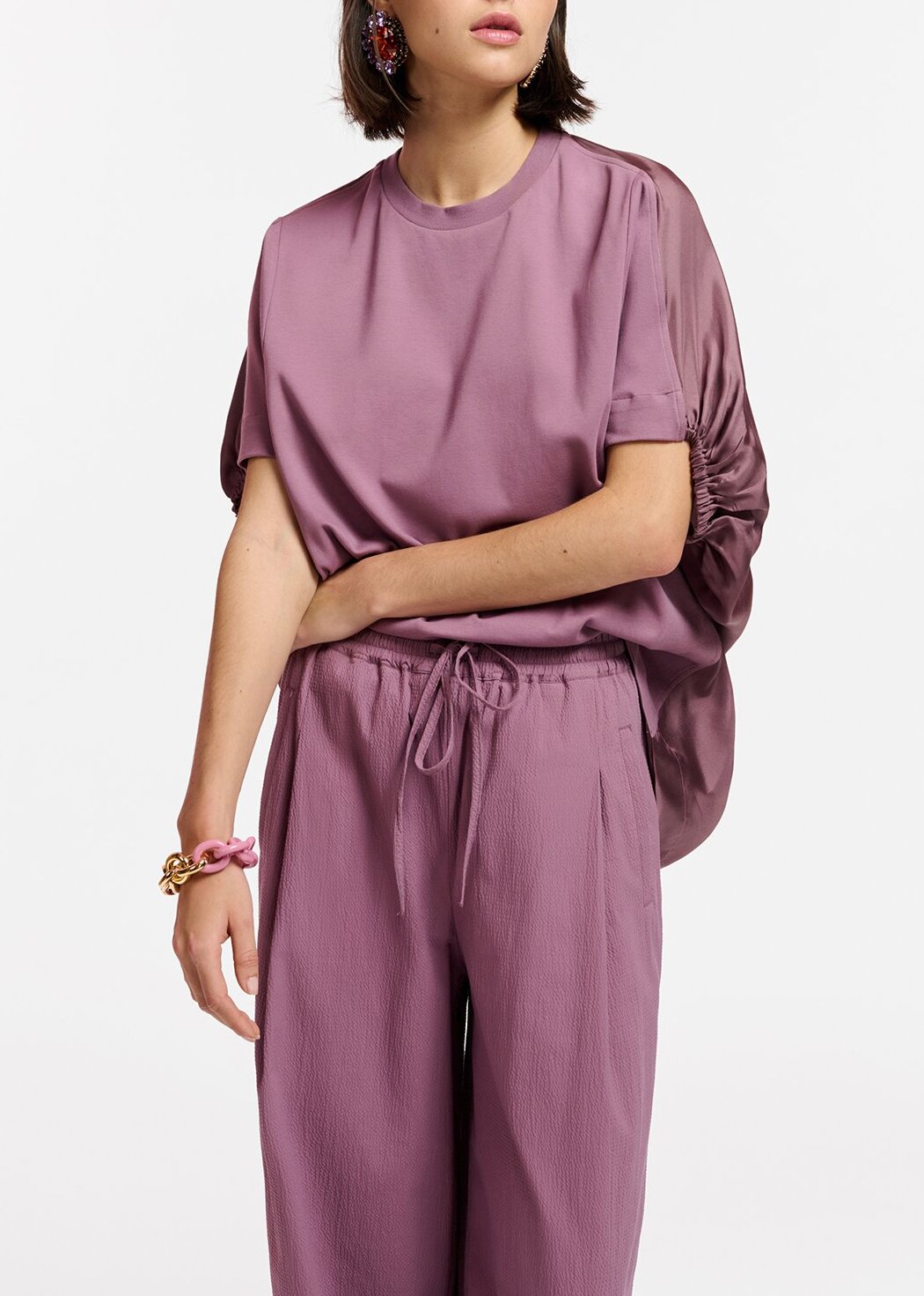 T-shirt mauve avec dos en soie RE—SSENTIEL | Essentiel second hand