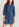 Dark blue perforated denim puffed sleeves mini dress Faume - seconde main
