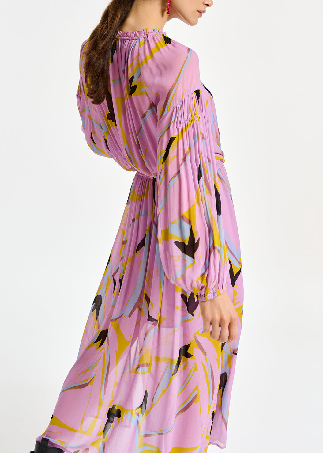 Lilac abstract-print loose-fit maxi dress RE—SSENTIEL | Essentiel second hand