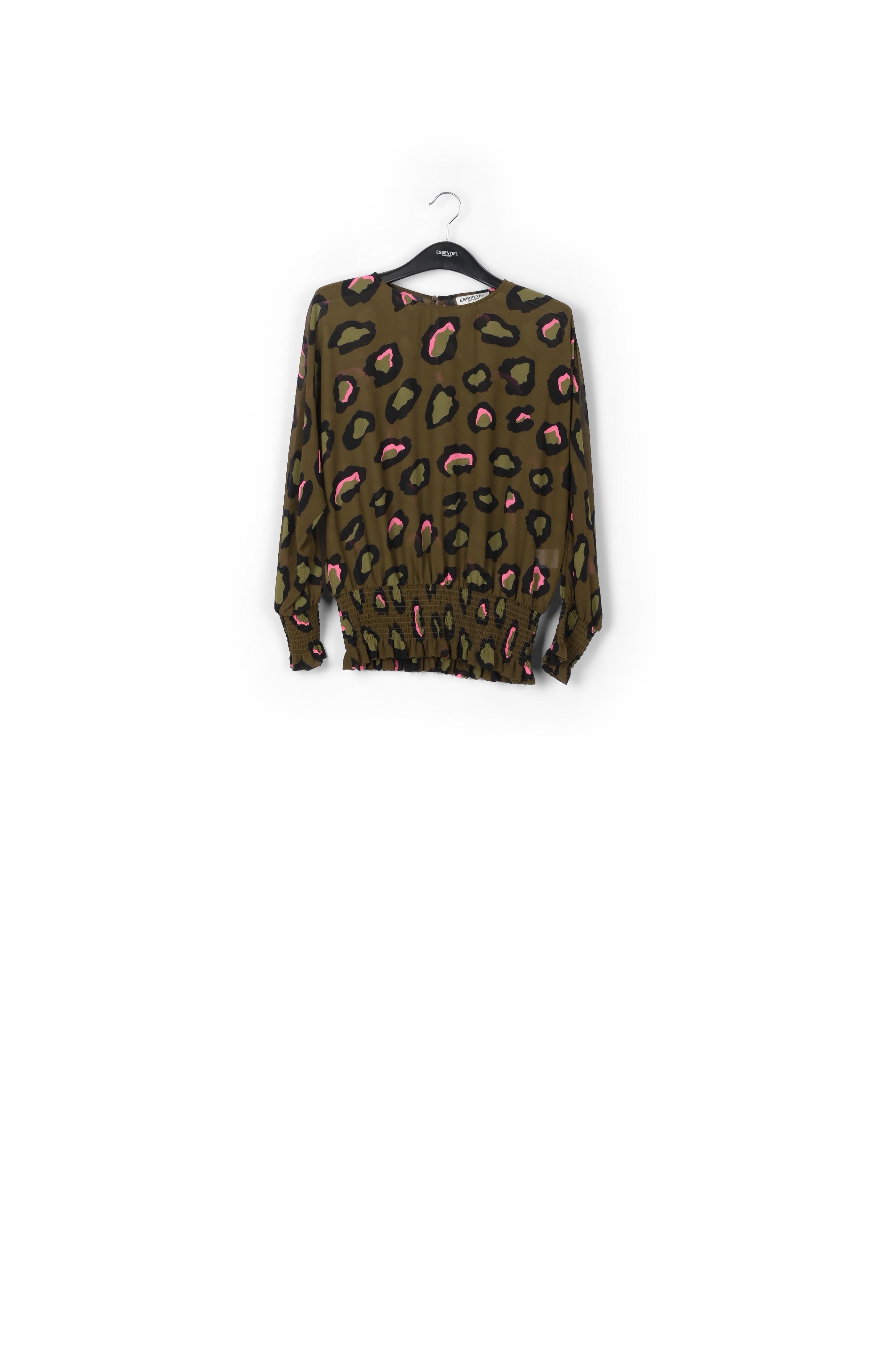 Top kaki à imprimé léopard à smocks RE—SSENTIEL | Essentiel second hand