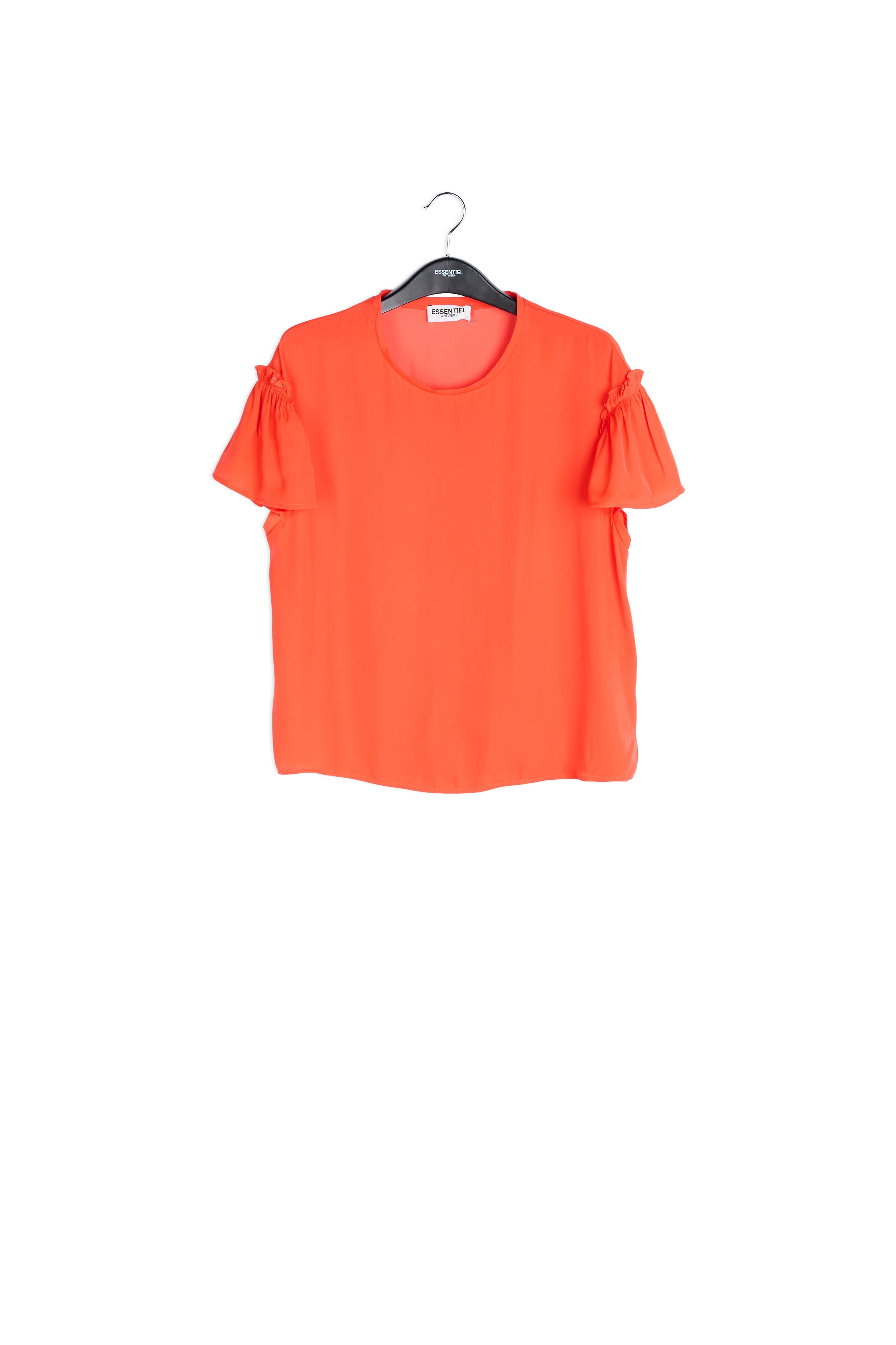 Orange ruffled short-sleeve top RE—SSENTIEL | Essentiel second hand