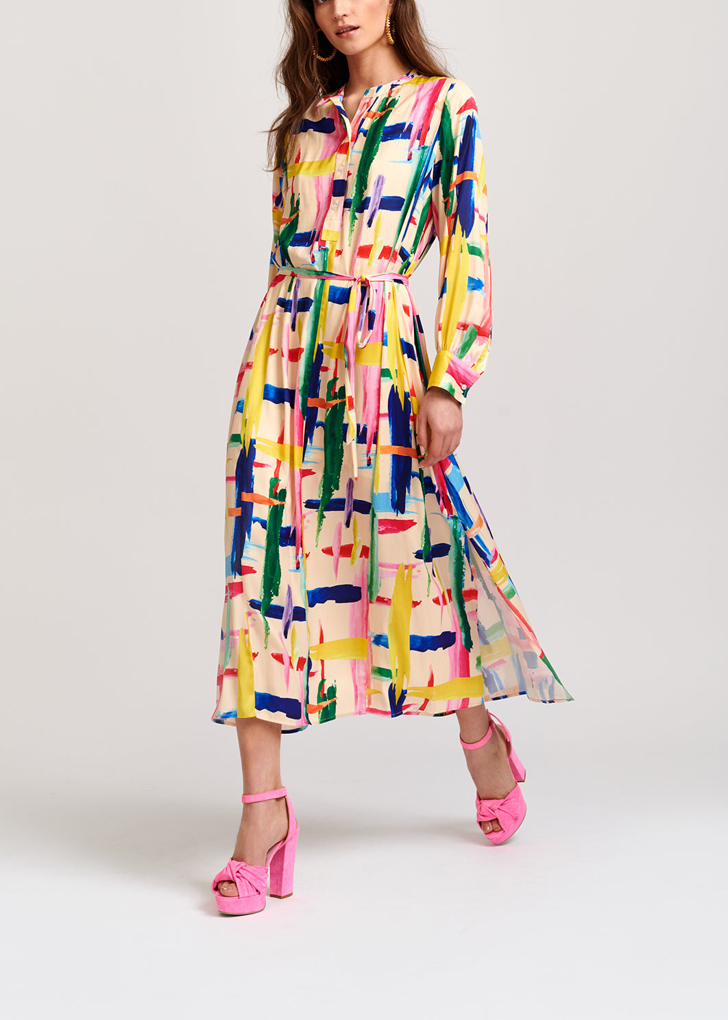 Multicolored graphic striped shirt dress RE—SSENTIEL | Essentiel second hand