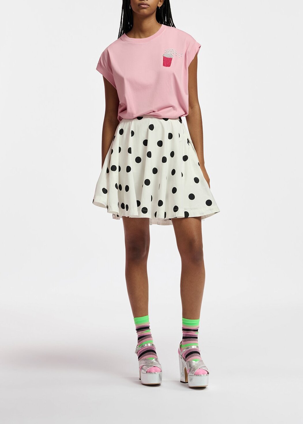 Light pink organic cotton T-shirt with popcorn embroidery RE—SSENTIEL | Essentiel second hand