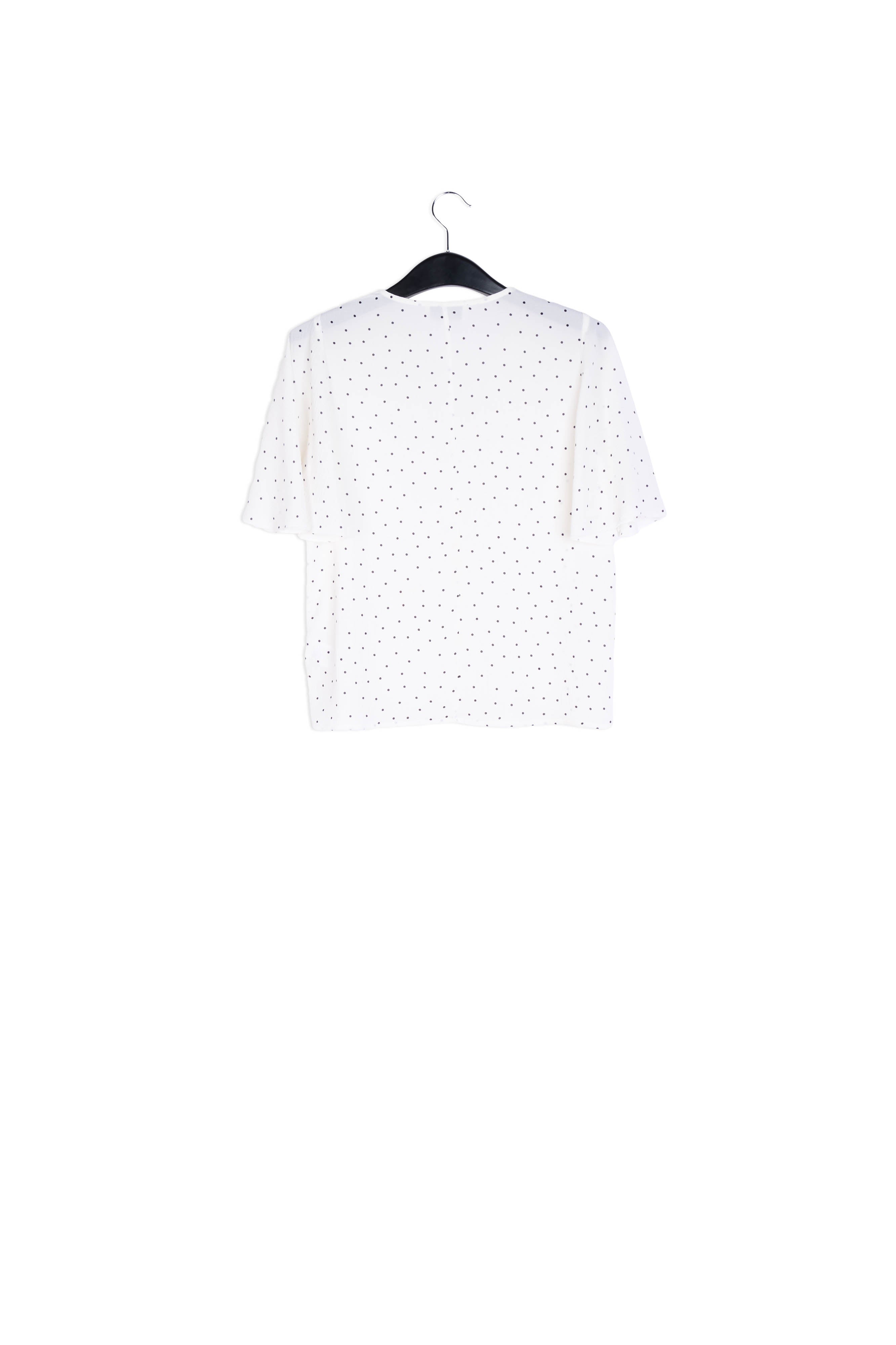 White polka dot v-neck top RE—SSENTIEL | Essentiel second hand