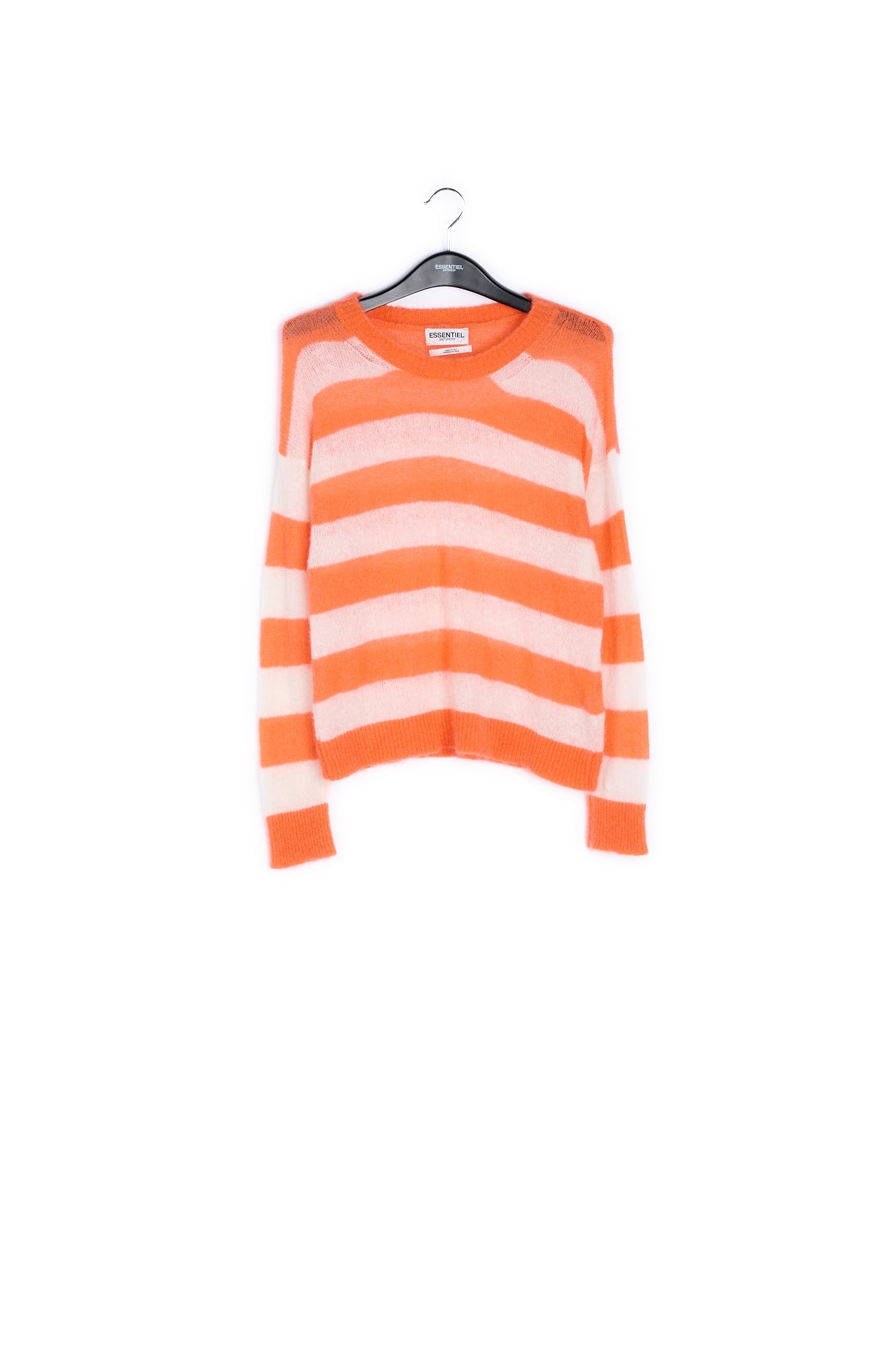Orange and off-white striped light knit sweater RE—SSENTIEL | Essentiel second hand