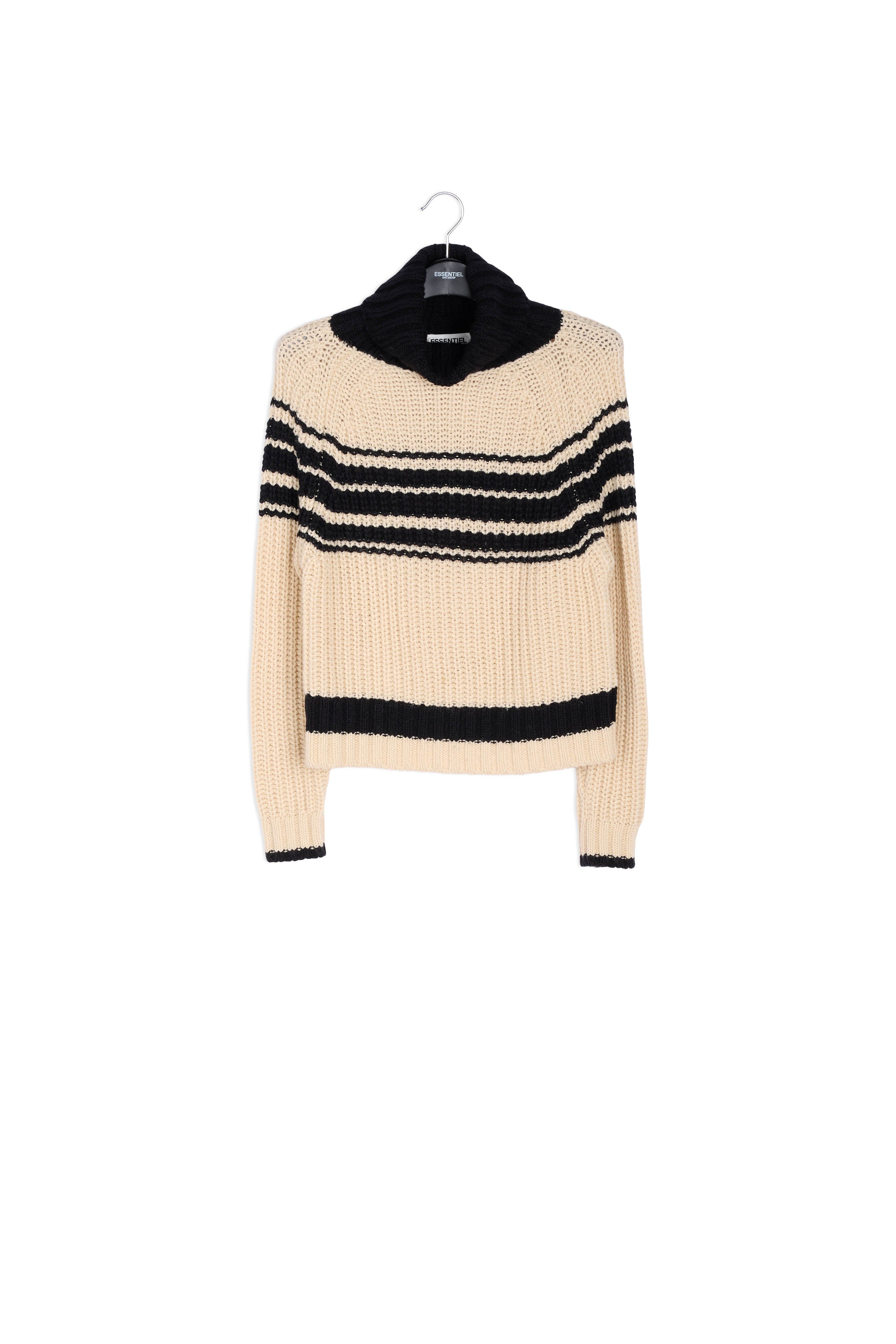 Off-white and black turtleneck sweater RE—SSENTIEL | Essentiel second hand