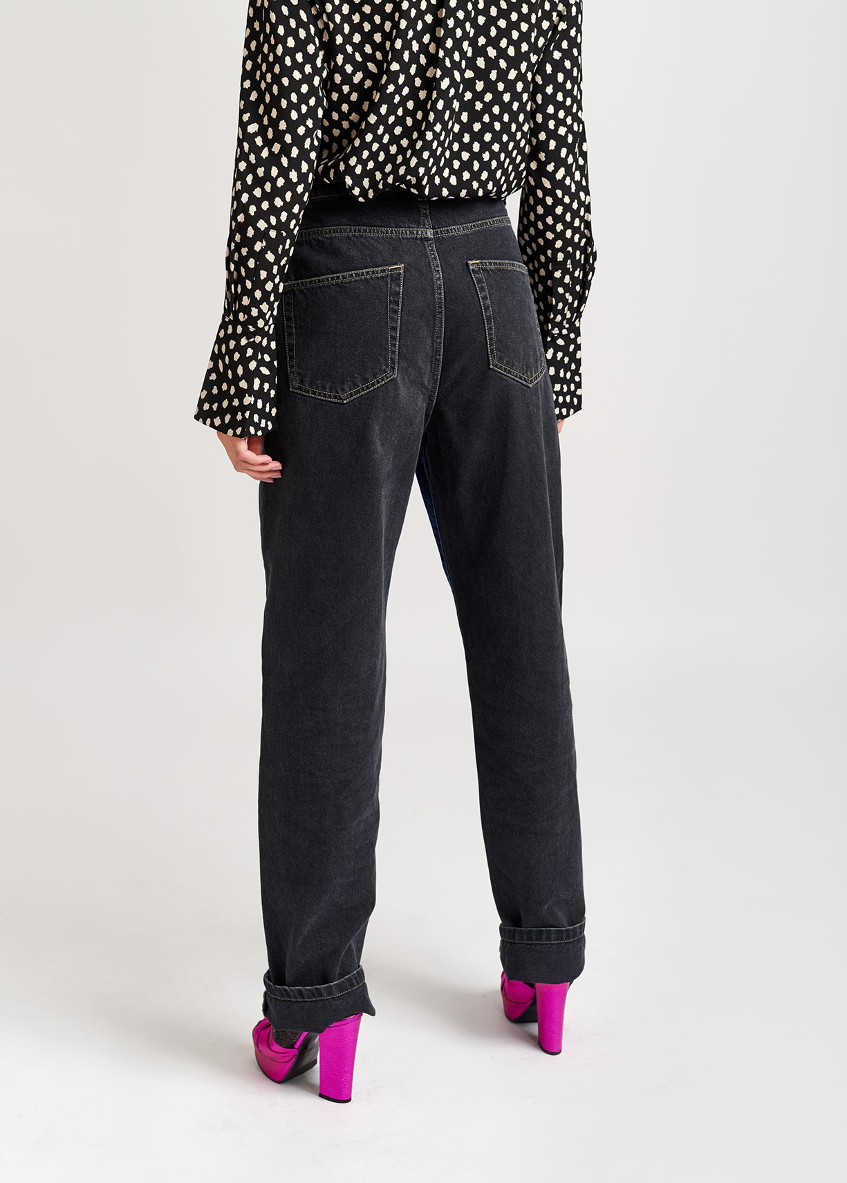 Two-tone cotton high-waisted jeans RE—SSENTIEL | Essentiel second hand