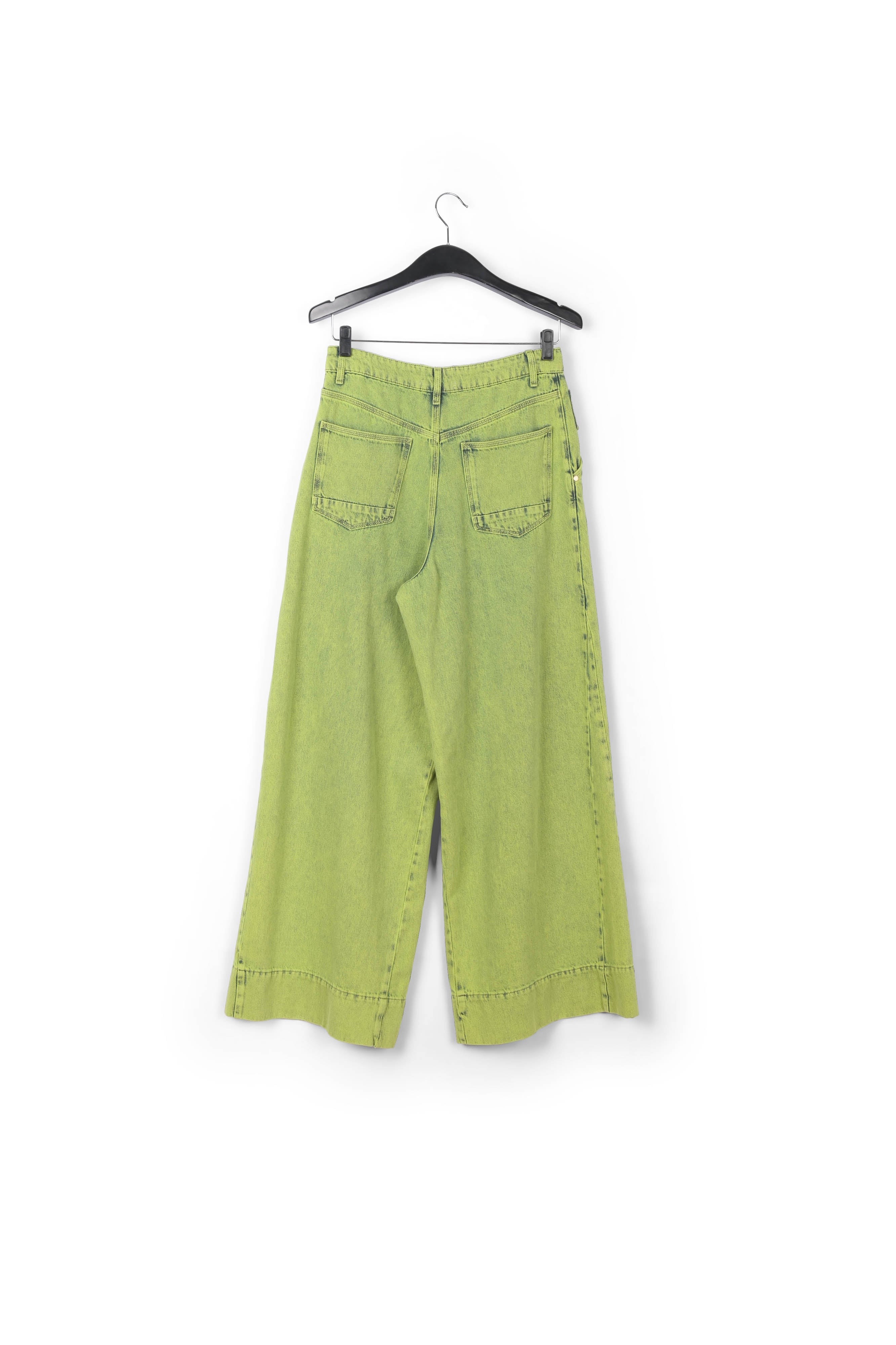 Lime green overdyed wide-leg jeans RE—SSENTIEL | Essentiel second hand