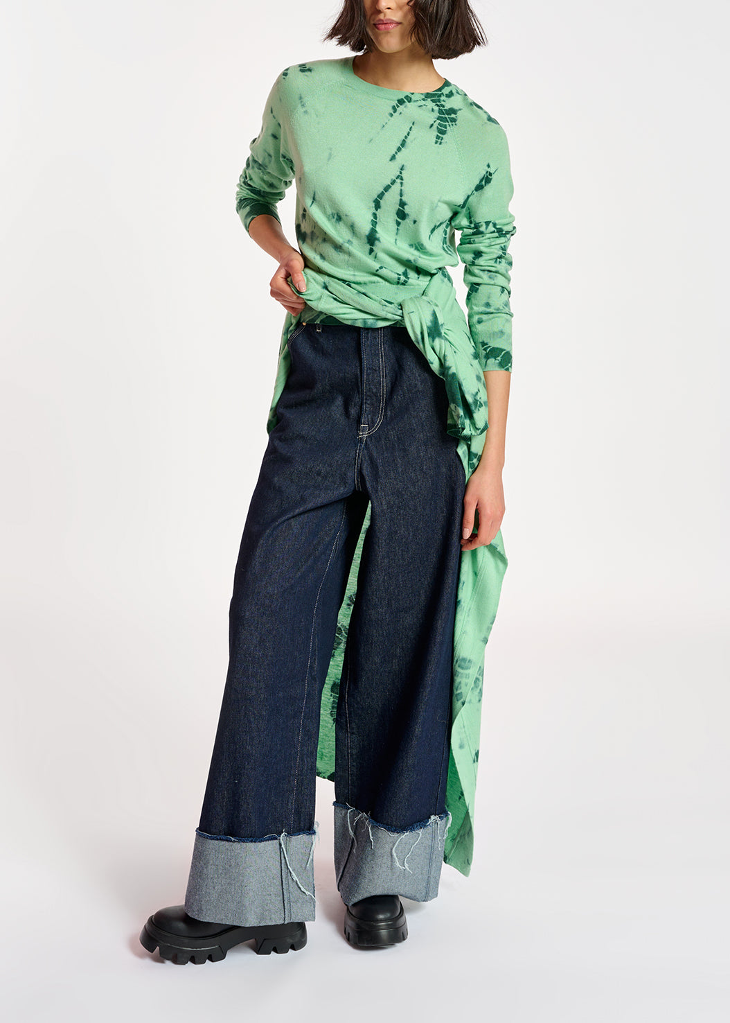 Pull tie-dye vert menthe et vert foncé RE—SSENTIEL | Essentiel second hand