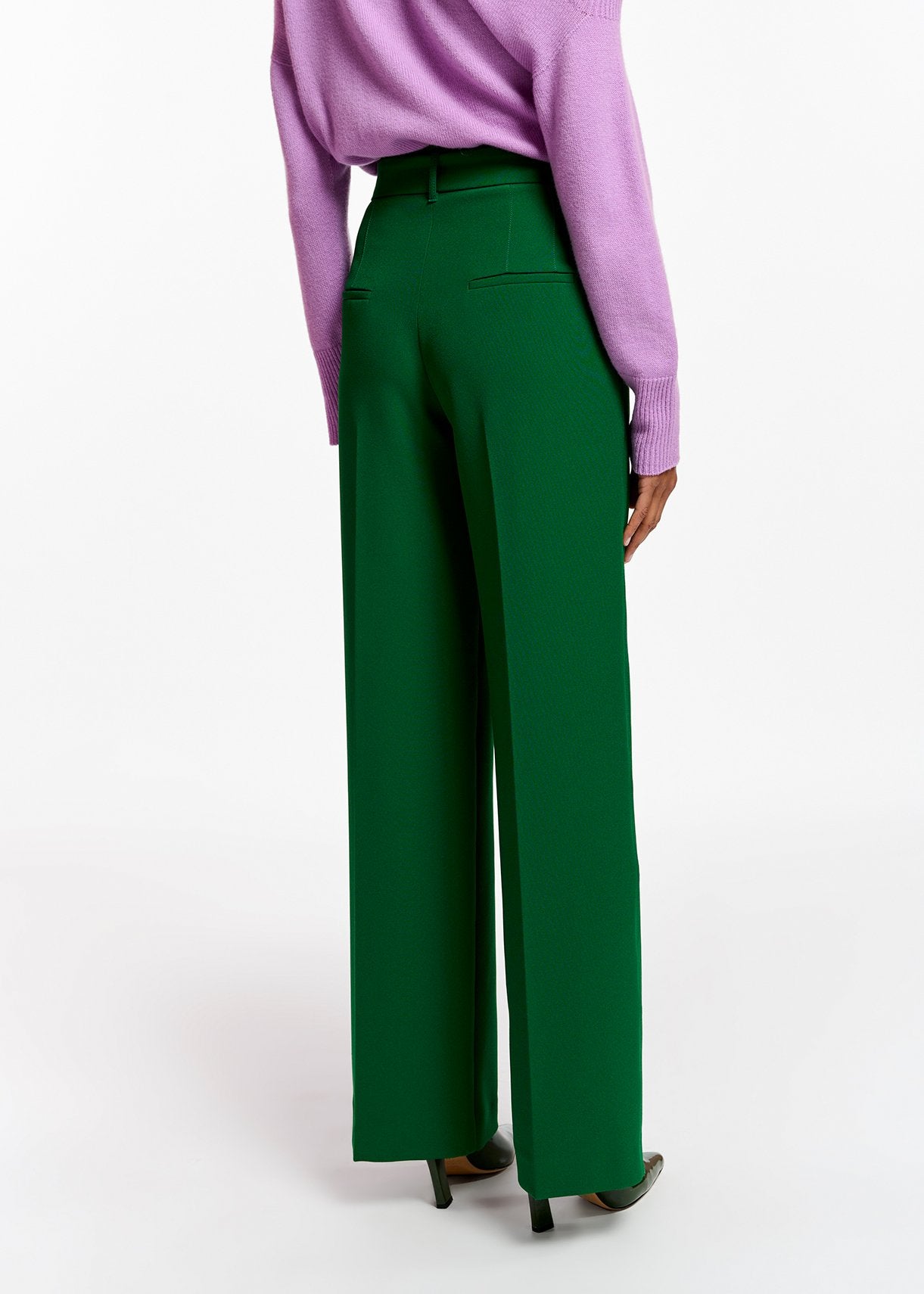Dark green belted straight-leg pants RE—SSENTIEL | Essentiel second hand
