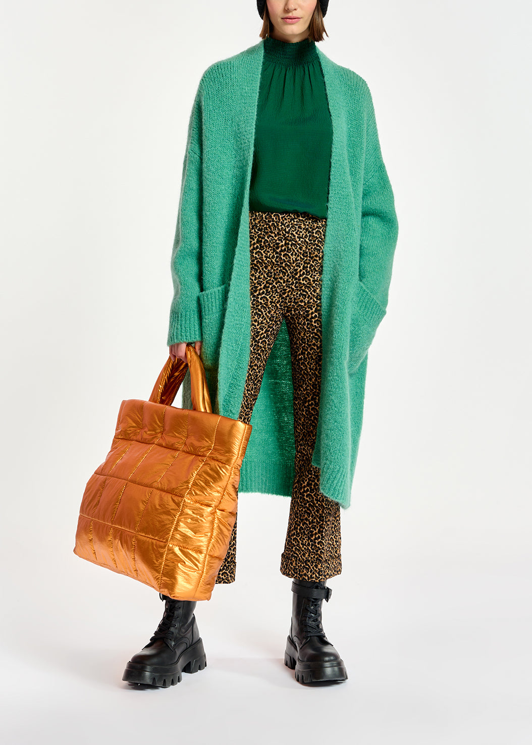 Teal midi-length mohair-blend cardigan RE—SSENTIEL | Essentiel second hand