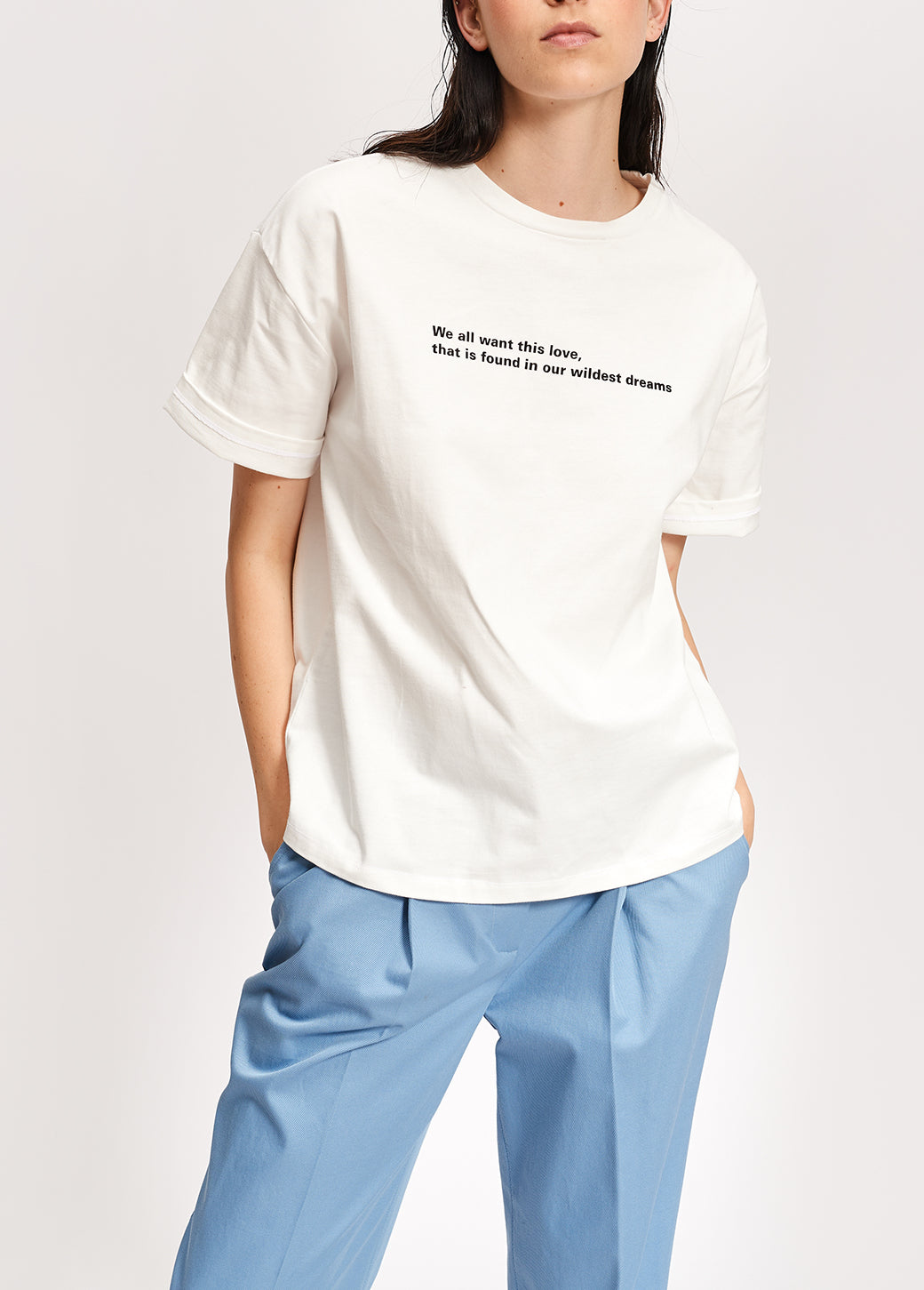 Off-white printed cotton-jersey t-shirt RE—SSENTIEL | Essentiel second hand