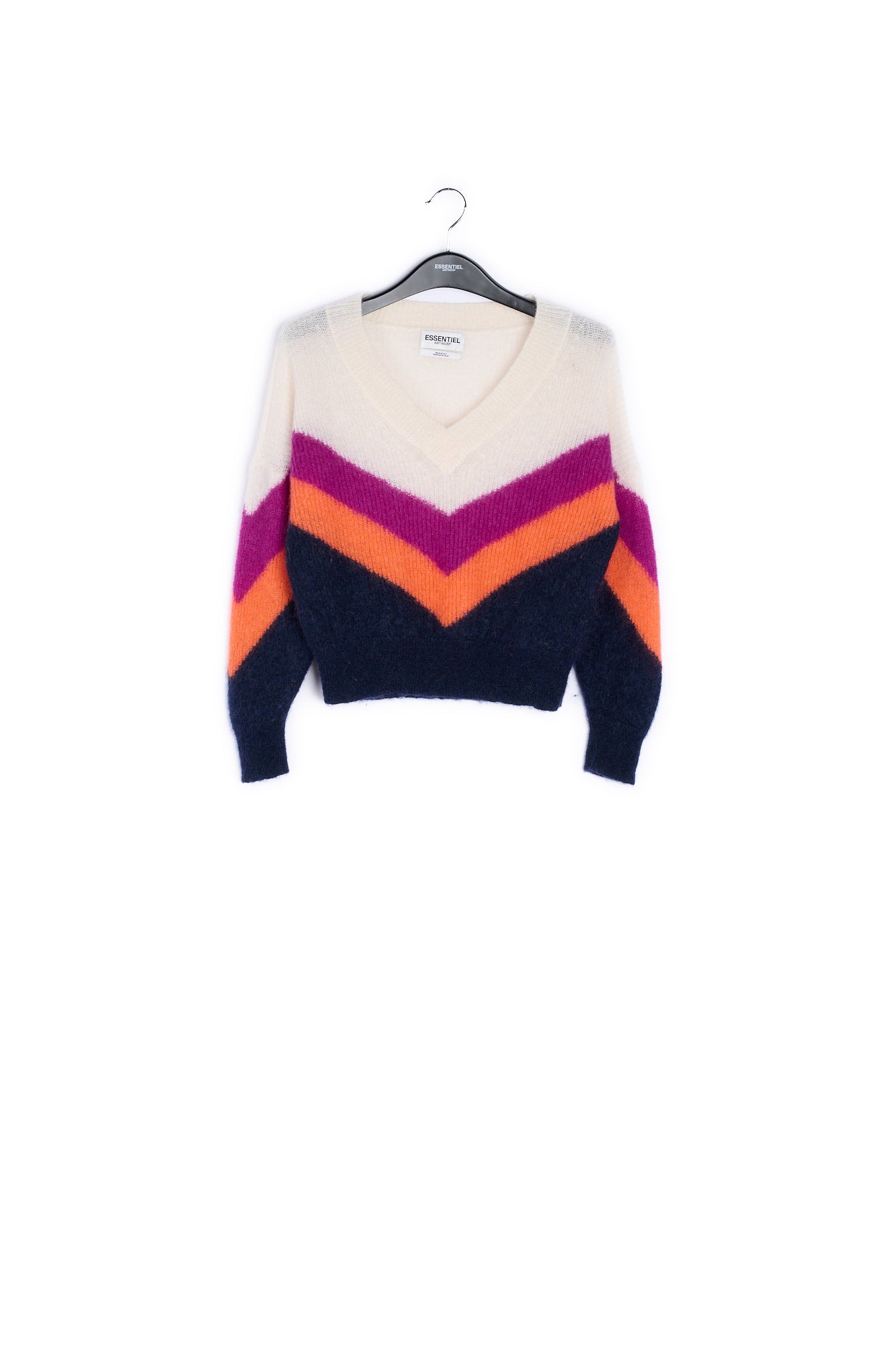 Purple, orange and black v pattern sweater RE—SSENTIEL | Essentiel second hand