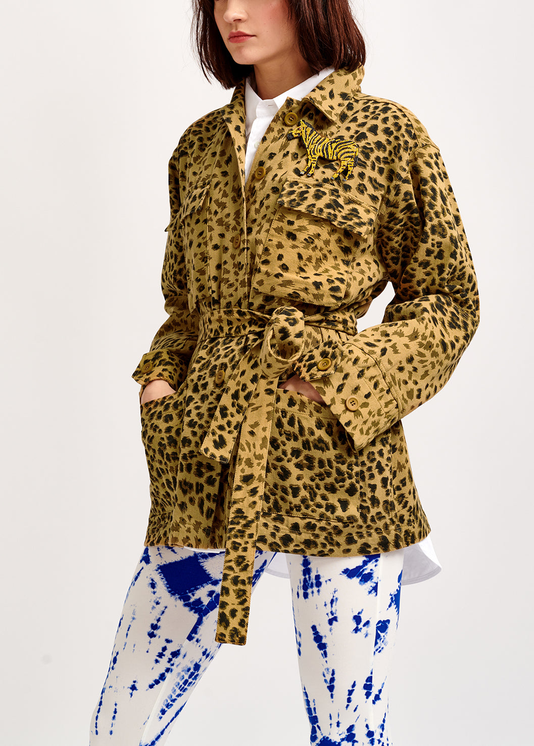 Veste en coton imprimé léopard à paillettes RE—SSENTIEL | Essentiel second hand